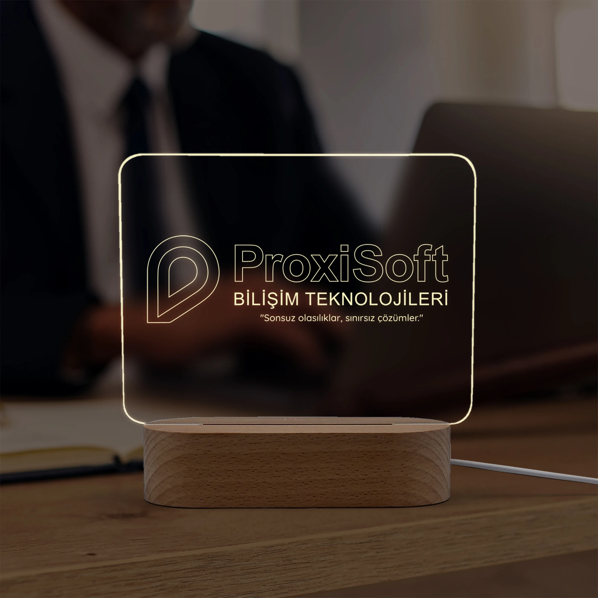 Şirket Logolu Led Masa Dekoru