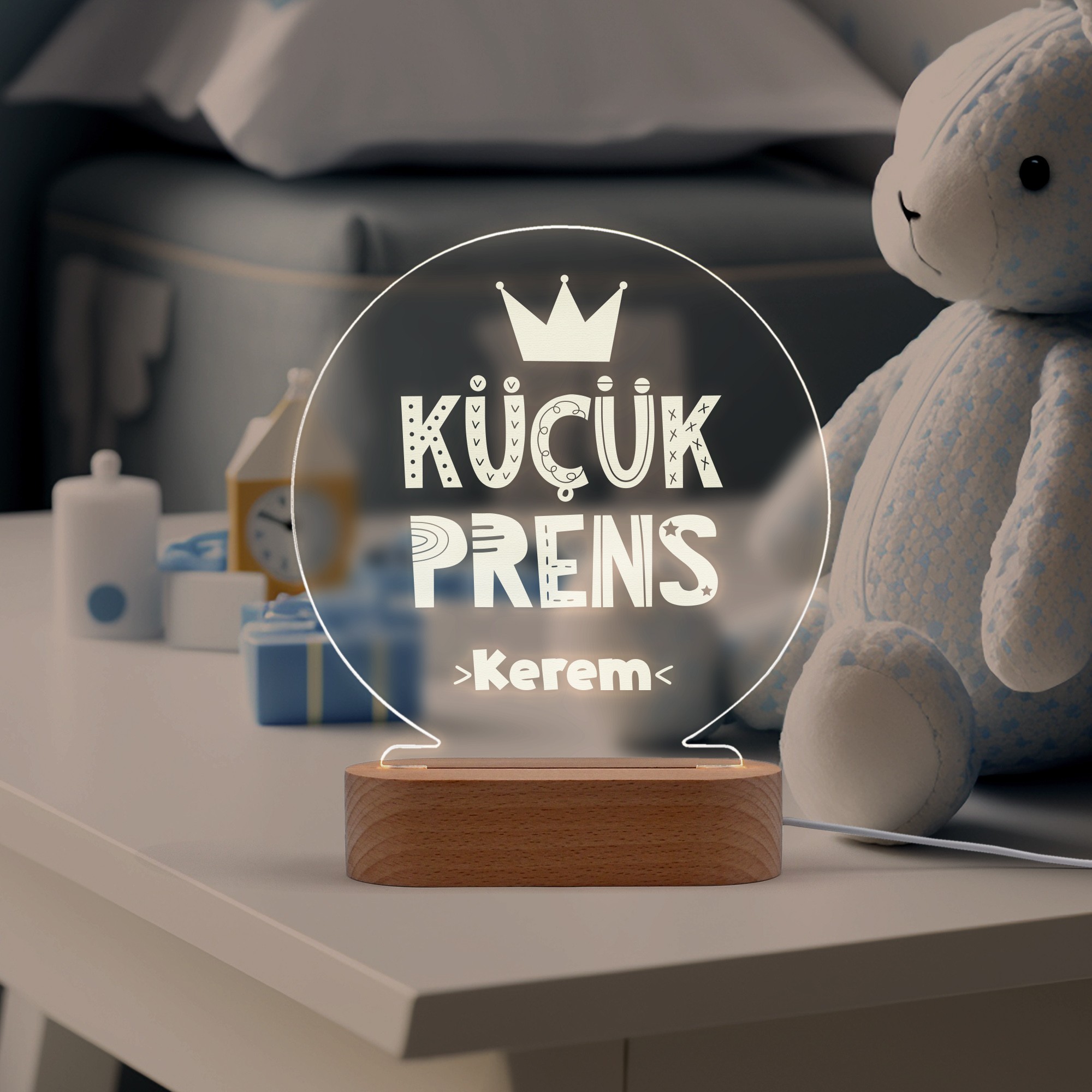 Küçük Prens Yazılı Kişiye Özel Led Gece Lambası