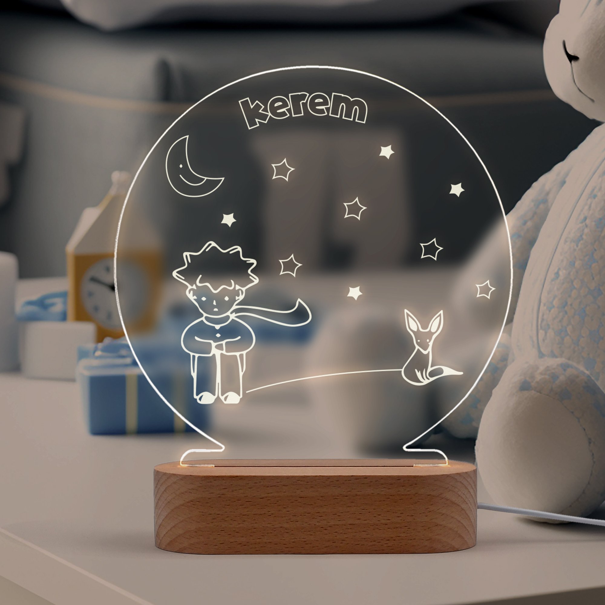 Küçük Prens Figürlü Çocuk Odasına için Kişiye Özel Led Gece Lambası