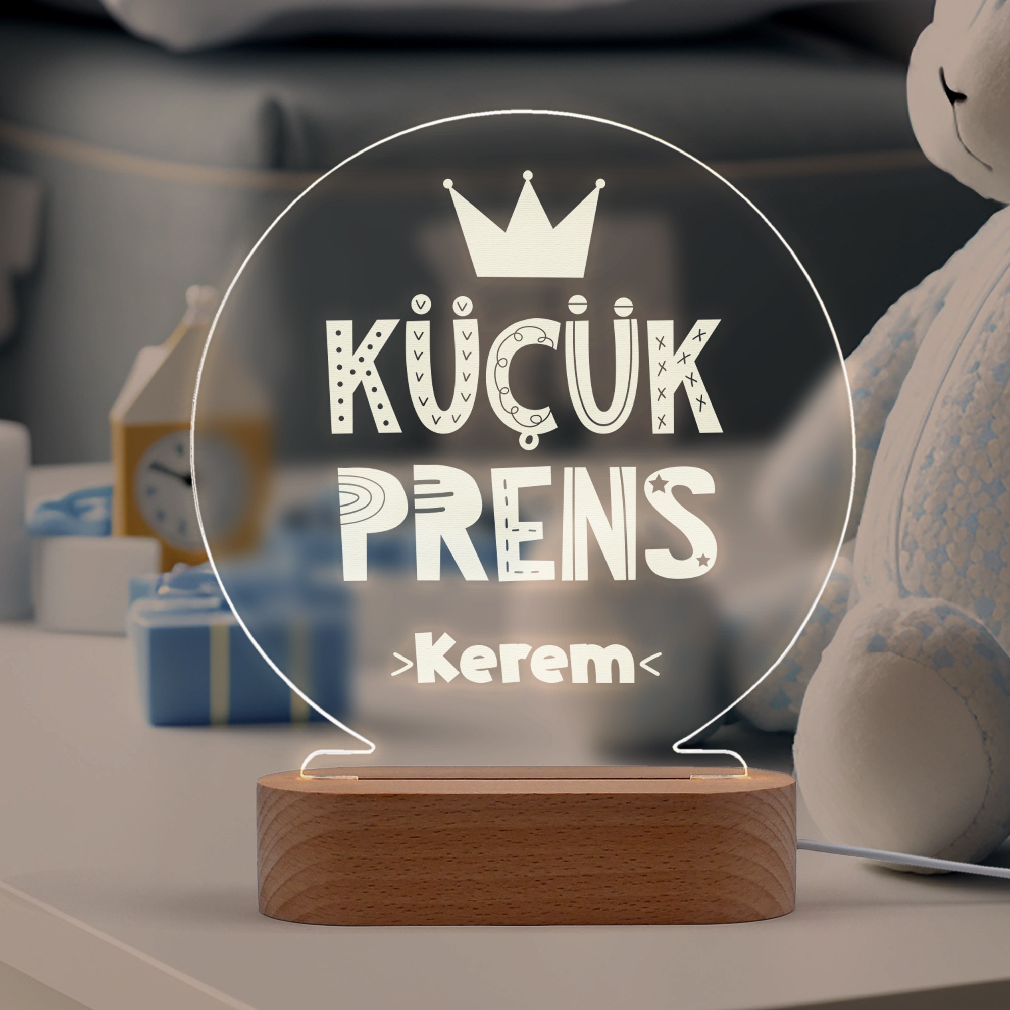 Küçük Prens Yazılı Kişiye Özel Led Gece Lambası