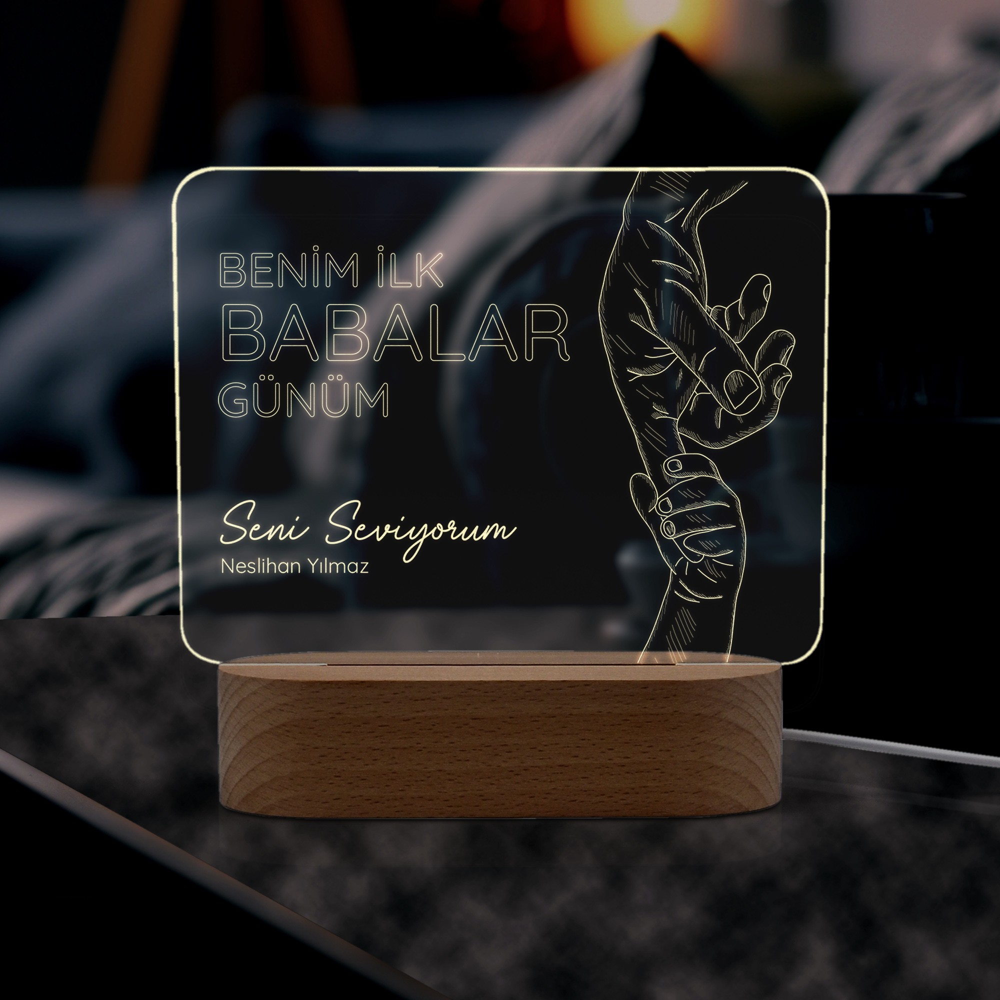 İlk Babalar Günü İçin Kişiye Özel Led Gece Lambası