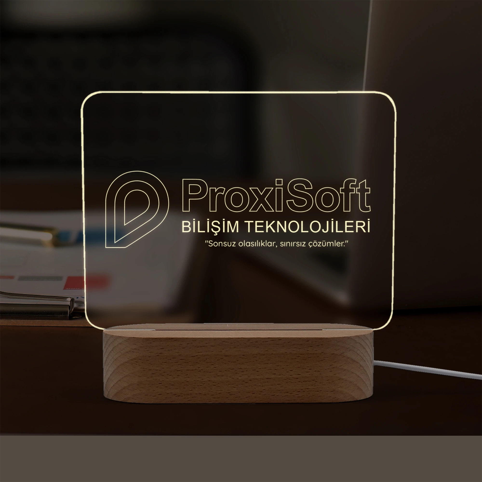 Şirket Logolu Led Masa Dekoru