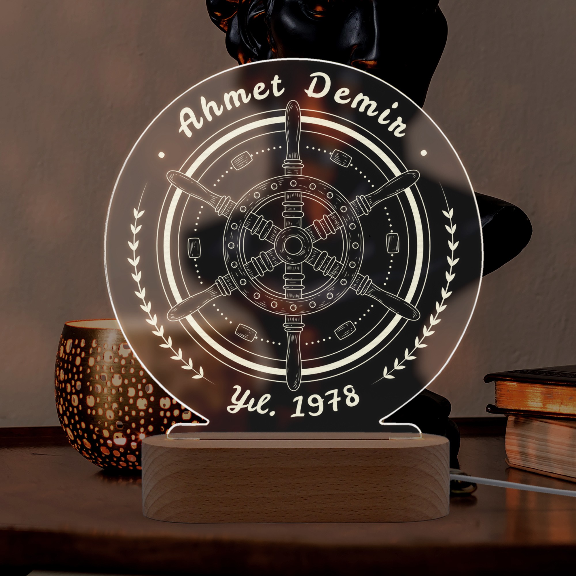 Dümen Sembollü Kişiye Özel Ledli Gece Lambası