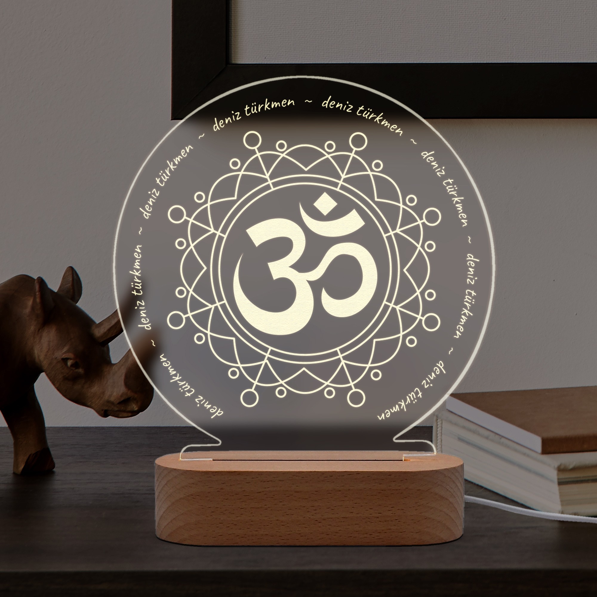 Yoga Om Sembollü Kişiye Özel Ledli Gece Lambası