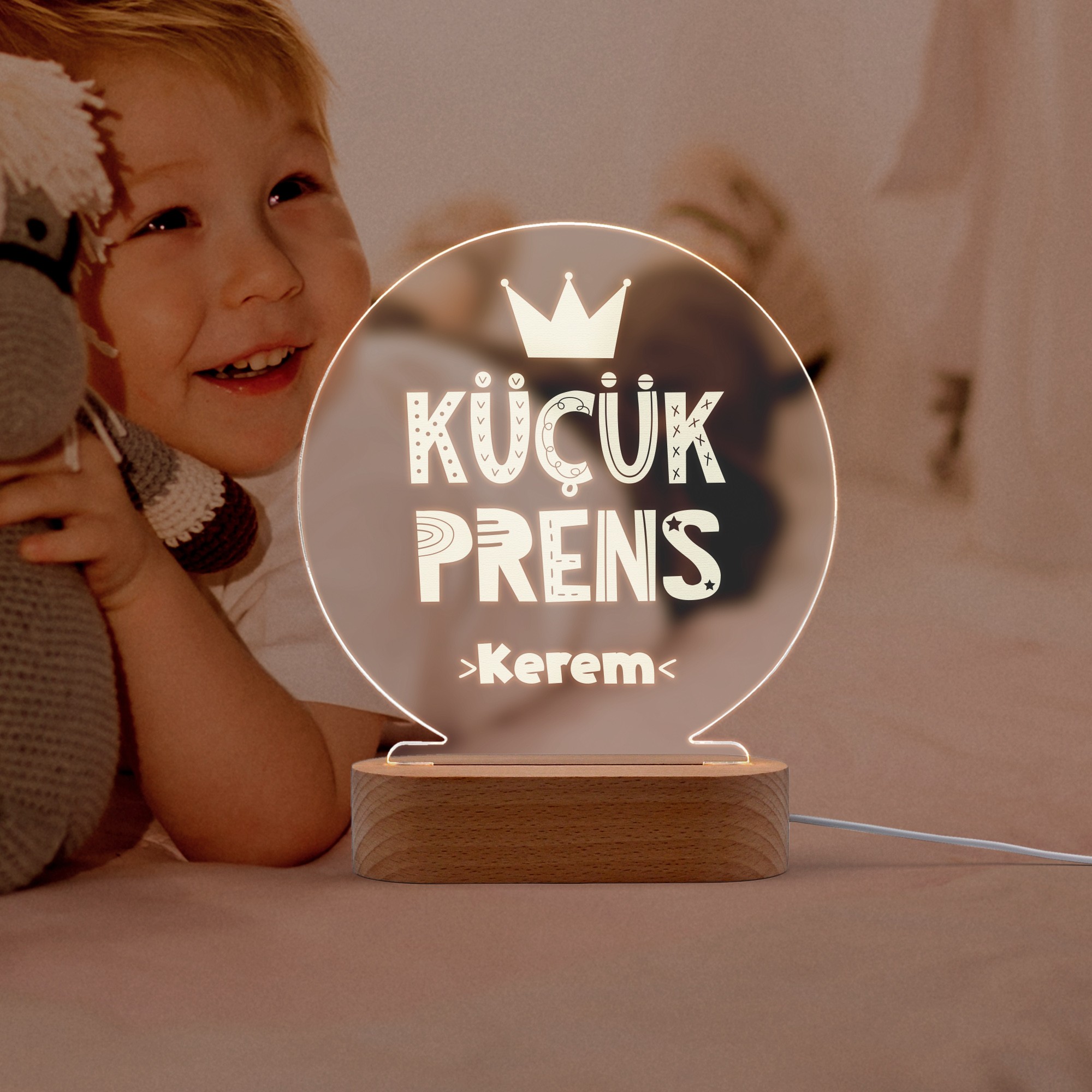 Küçük Prens Yazılı Kişiye Özel Led Gece Lambası