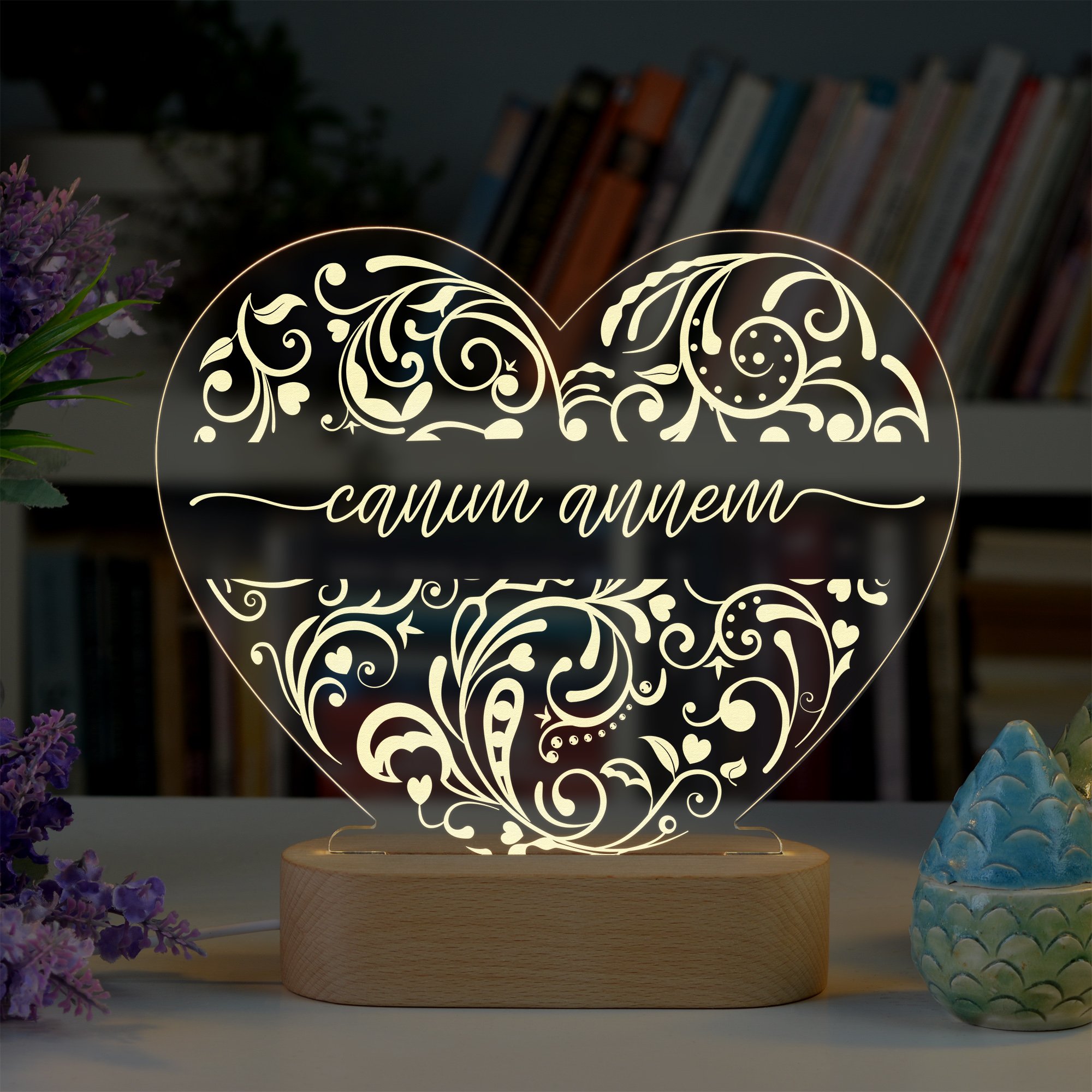 Anneler için Canım Annem Yazılı Kişiye Özel Ledli Gece Lambası