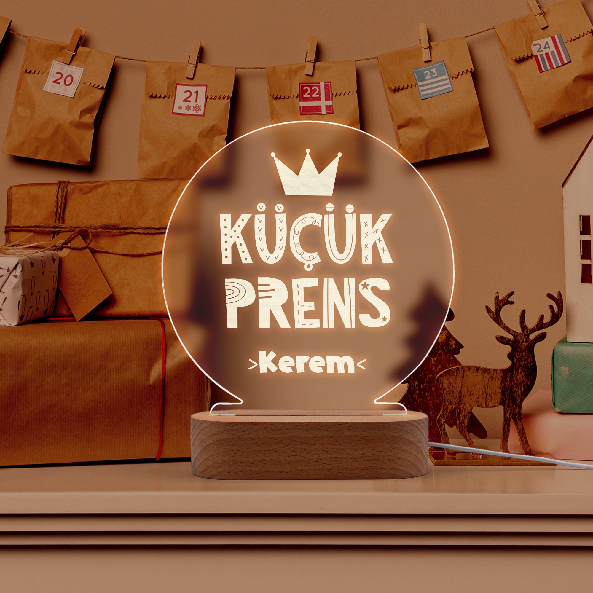Küçük Prens Yazılı Kişiye Özel Led Gece Lambası