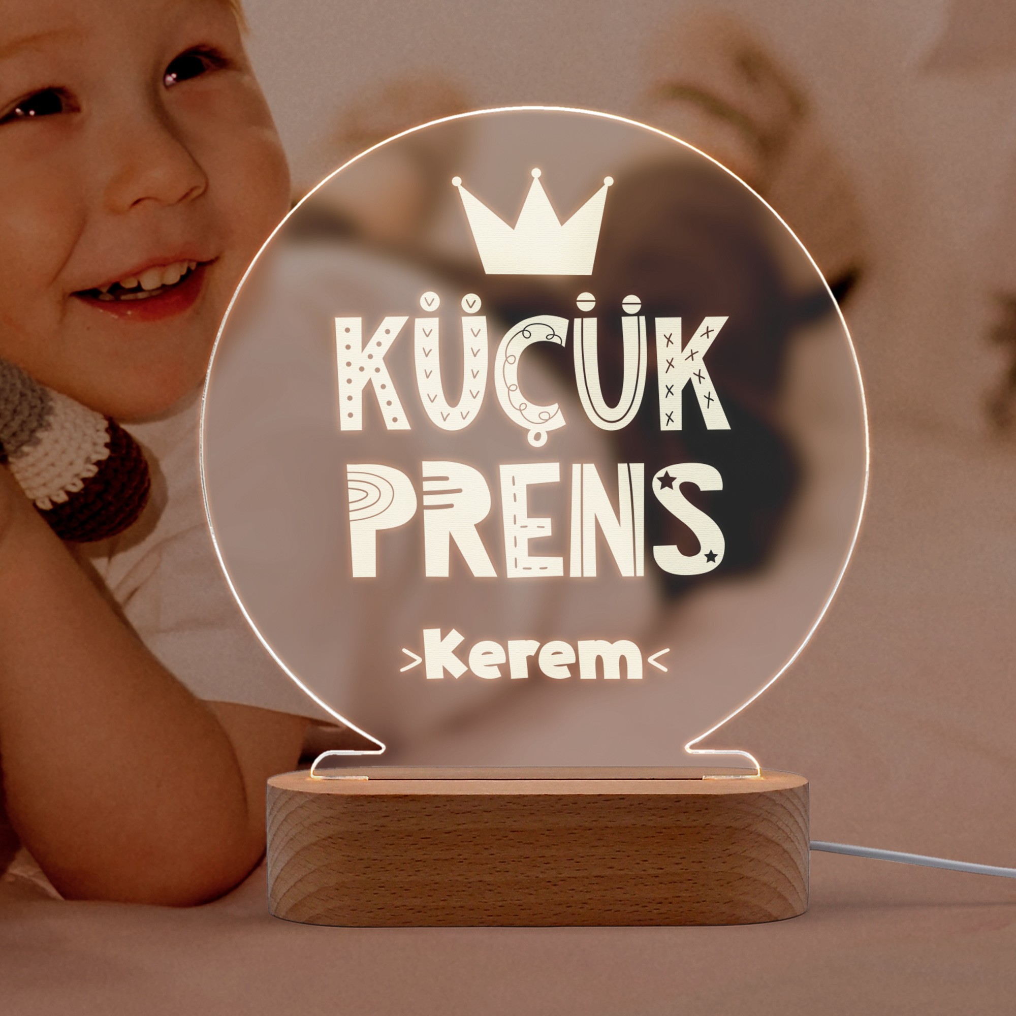 Küçük Prens Yazılı Kişiye Özel Led Gece Lambası