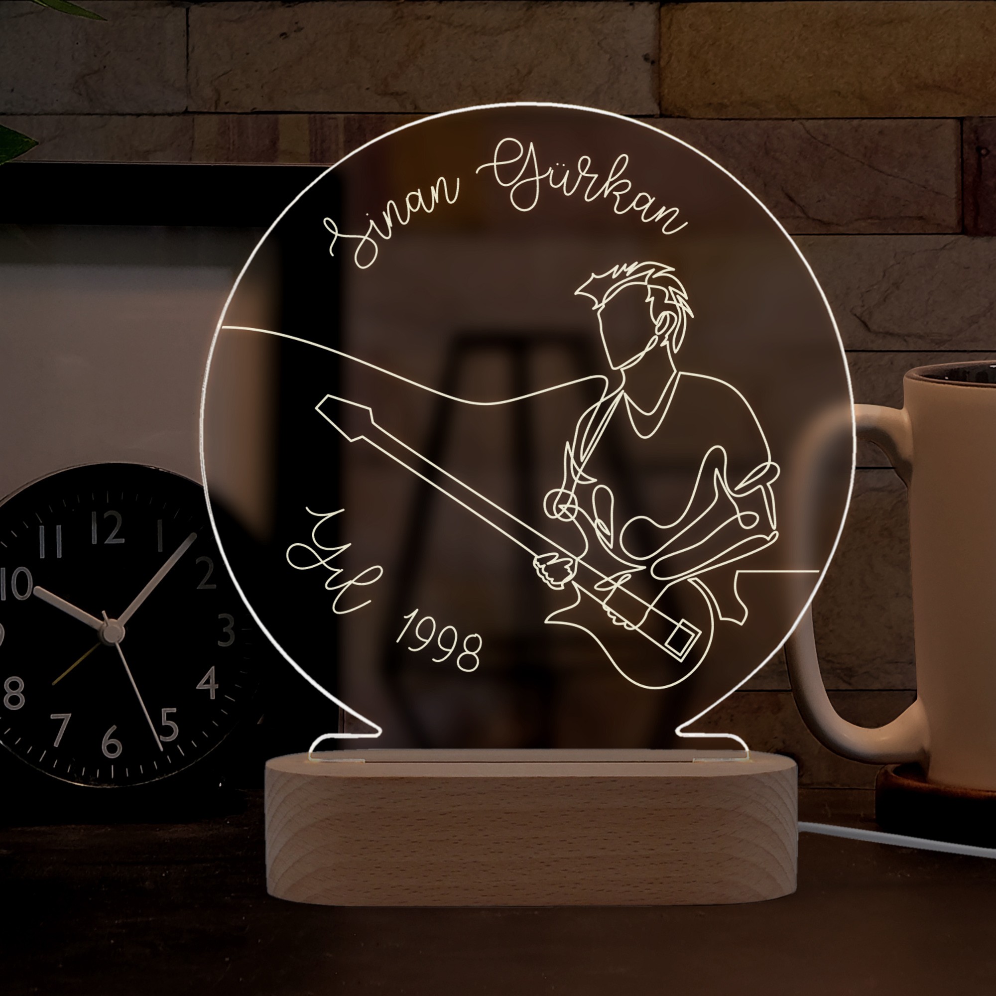 Gitarist için Kişiye Özel Ledli Gece Lambası