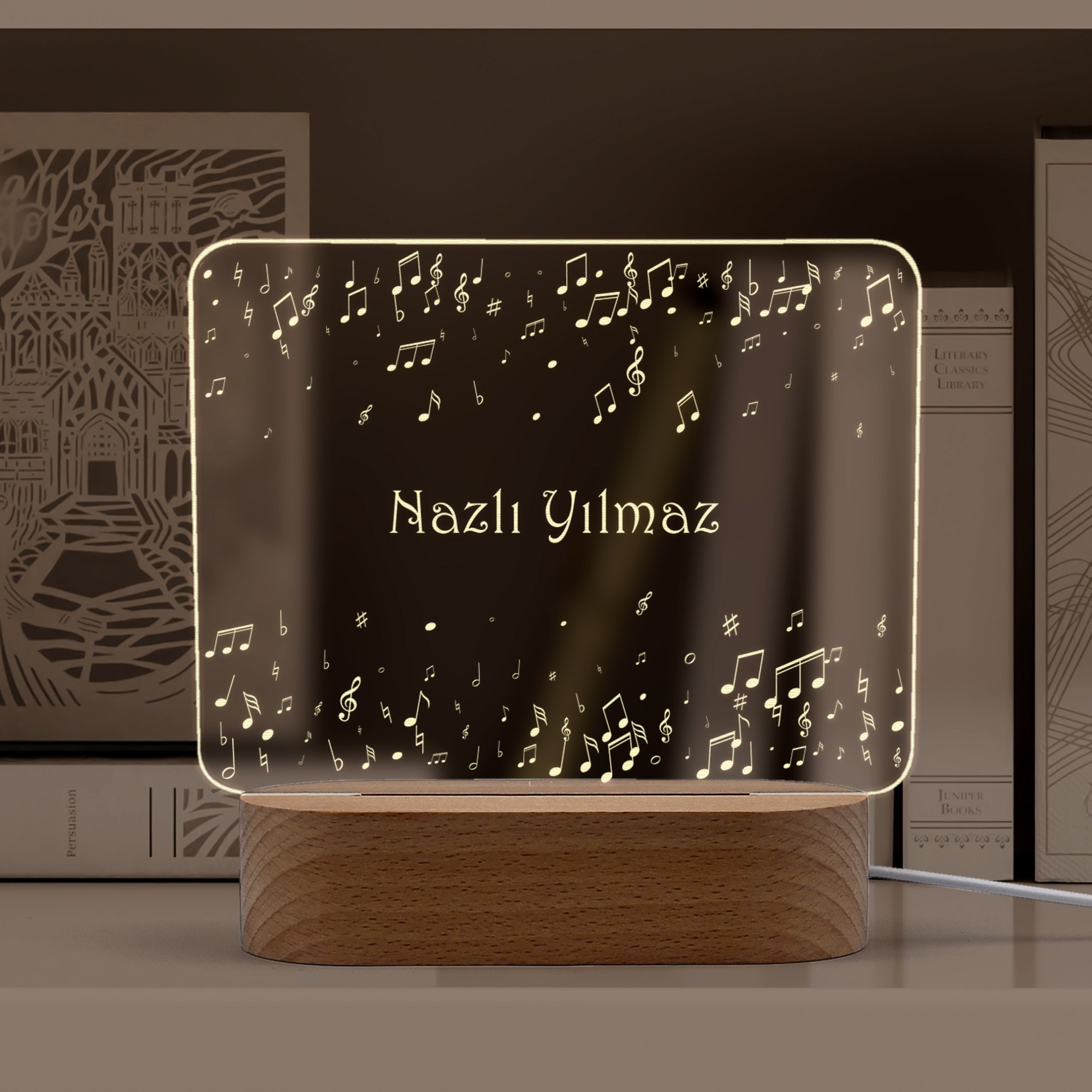 Müzisyenler için Dörtgen Model Kişiye Özel Led Gece Lambası