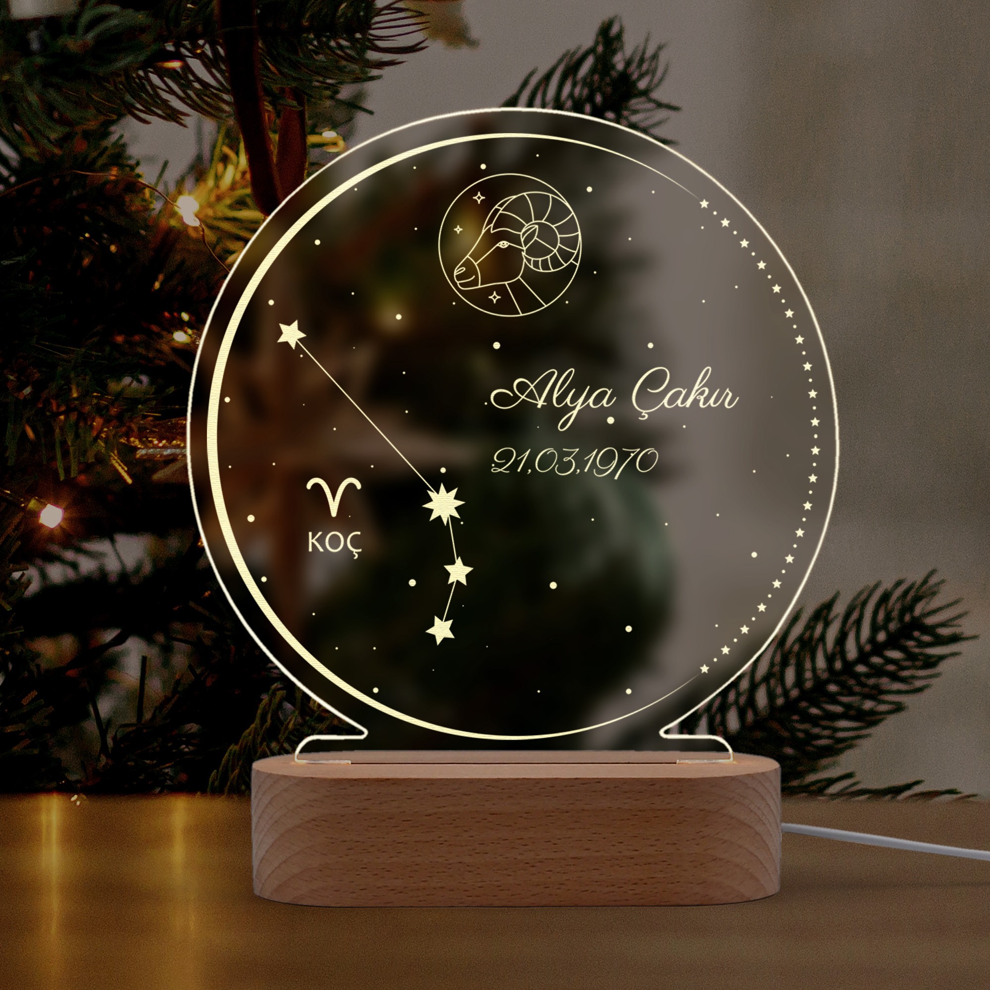 Astroloji Burç Temalı Kişiye Özel Led Gece Lambası