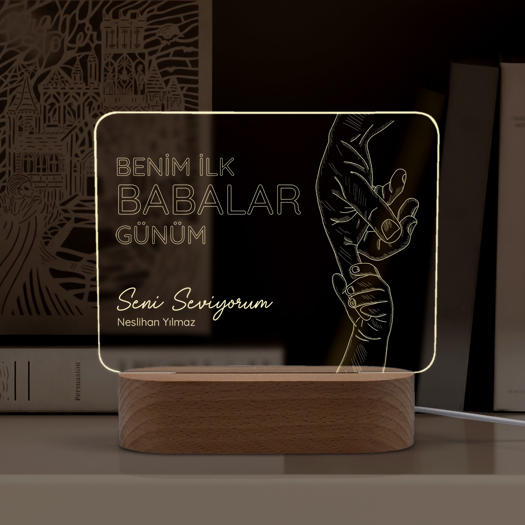 İlk Babalar Günü İçin Kişiye Özel Led Gece Lambası