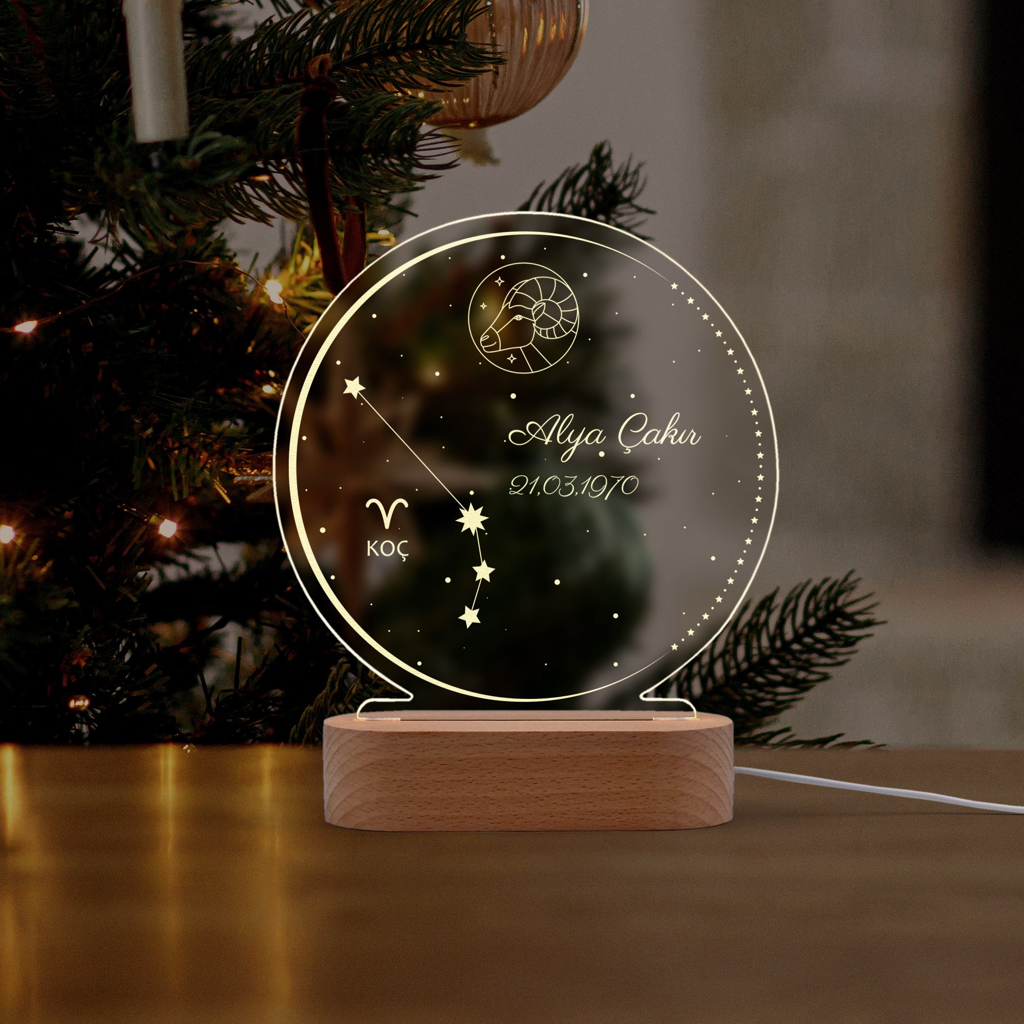 Astroloji Burç Temalı Kişiye Özel Led Gece Lambası