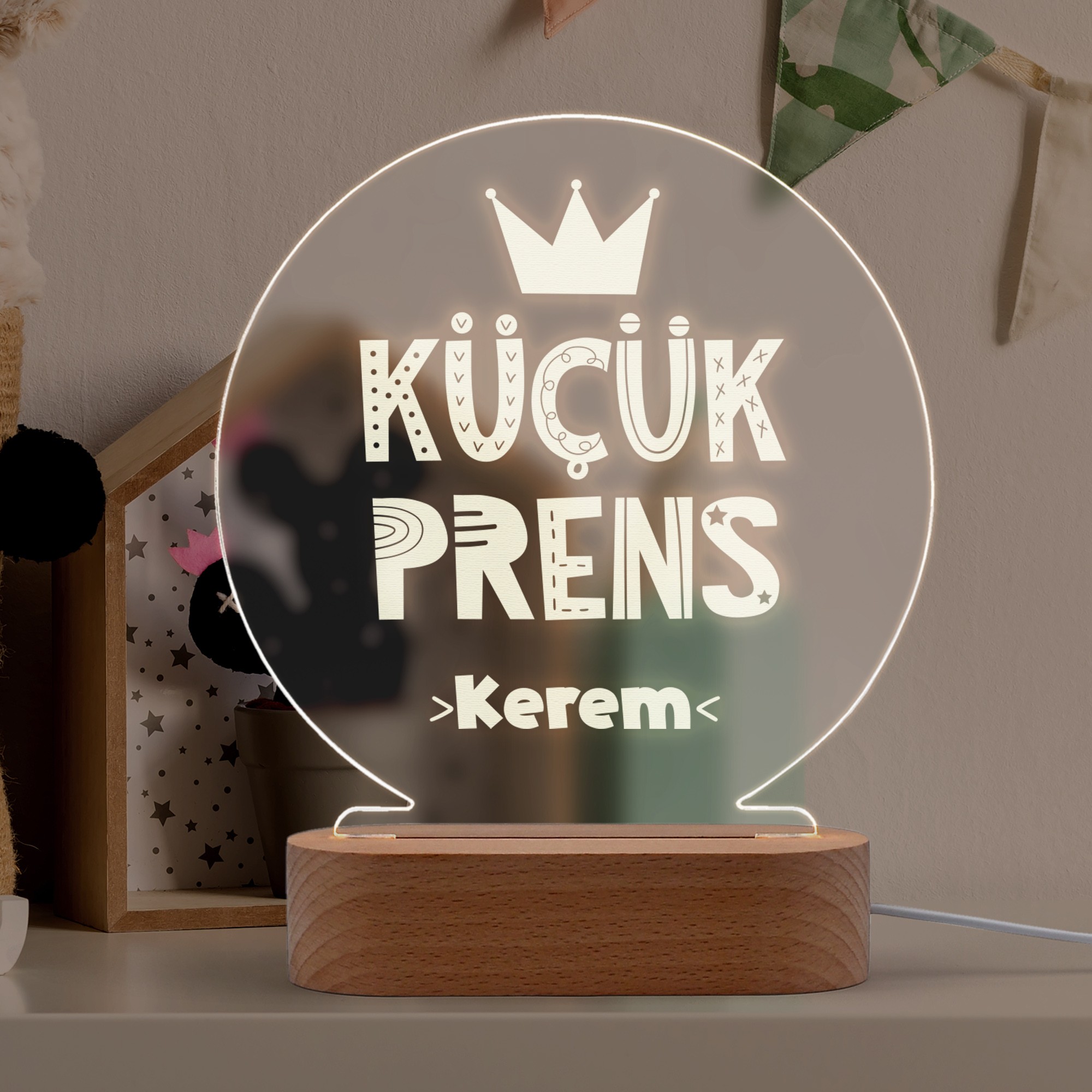 Küçük Prens Yazılı Kişiye Özel Led Gece Lambası