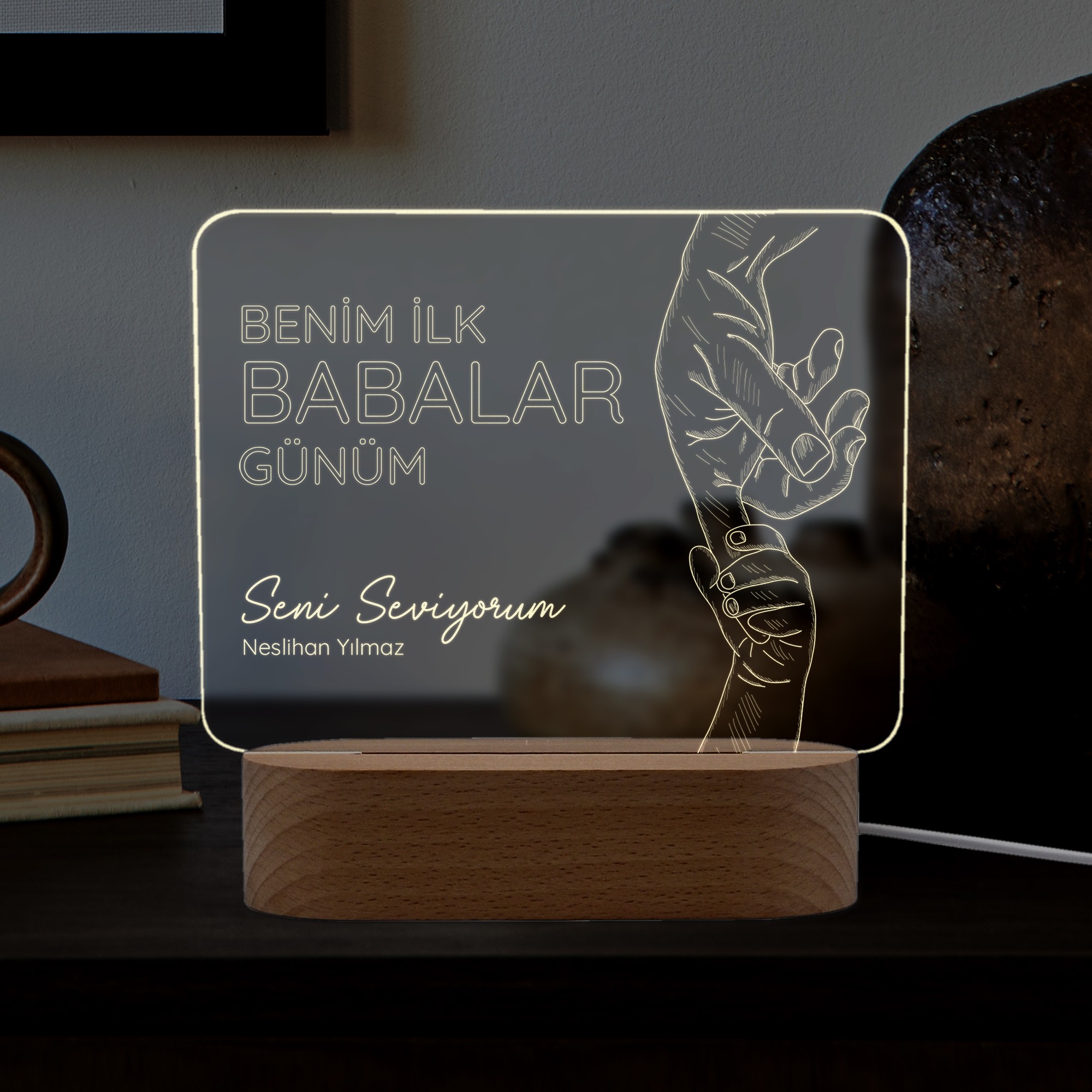 İlk Babalar Günü İçin Kişiye Özel Led Gece Lambası