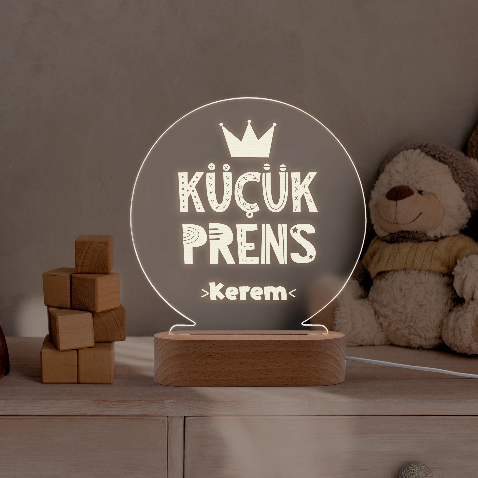 Küçük Prens Yazılı Kişiye Özel Led Gece Lambası