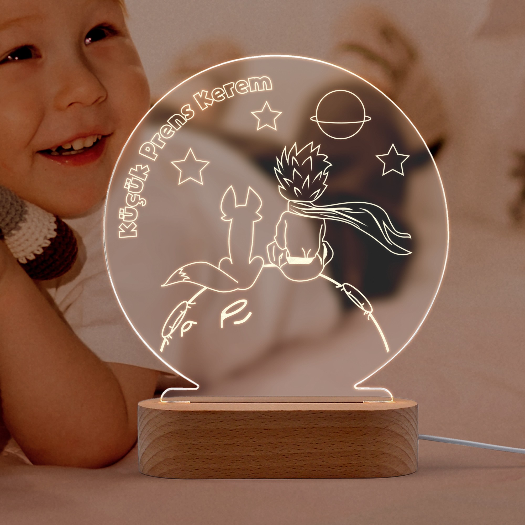 Küçük Prens Kişiye Özel Led Gece Lambası