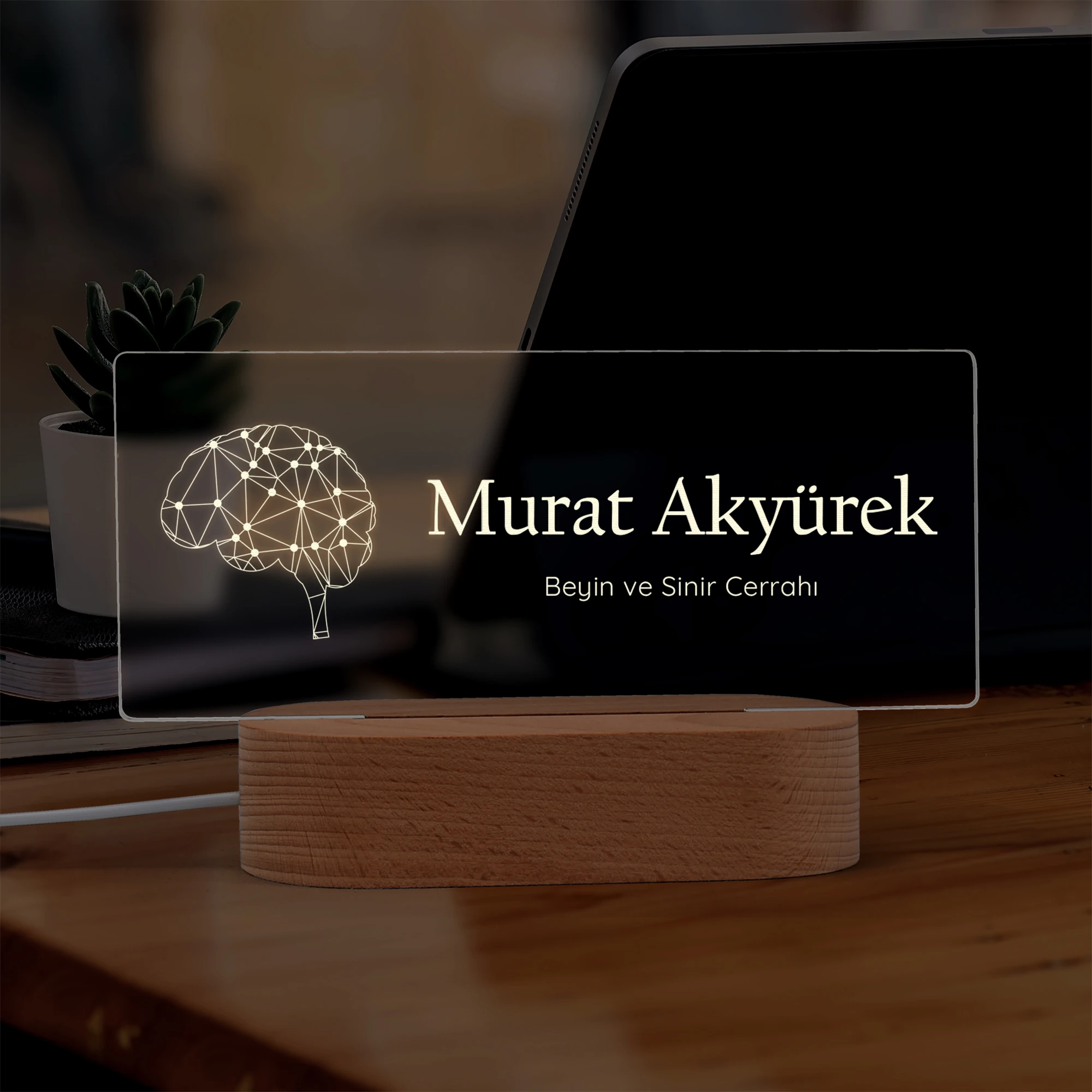 Doktorlar İçin Kişiye Özel Led Masa İsimliği 