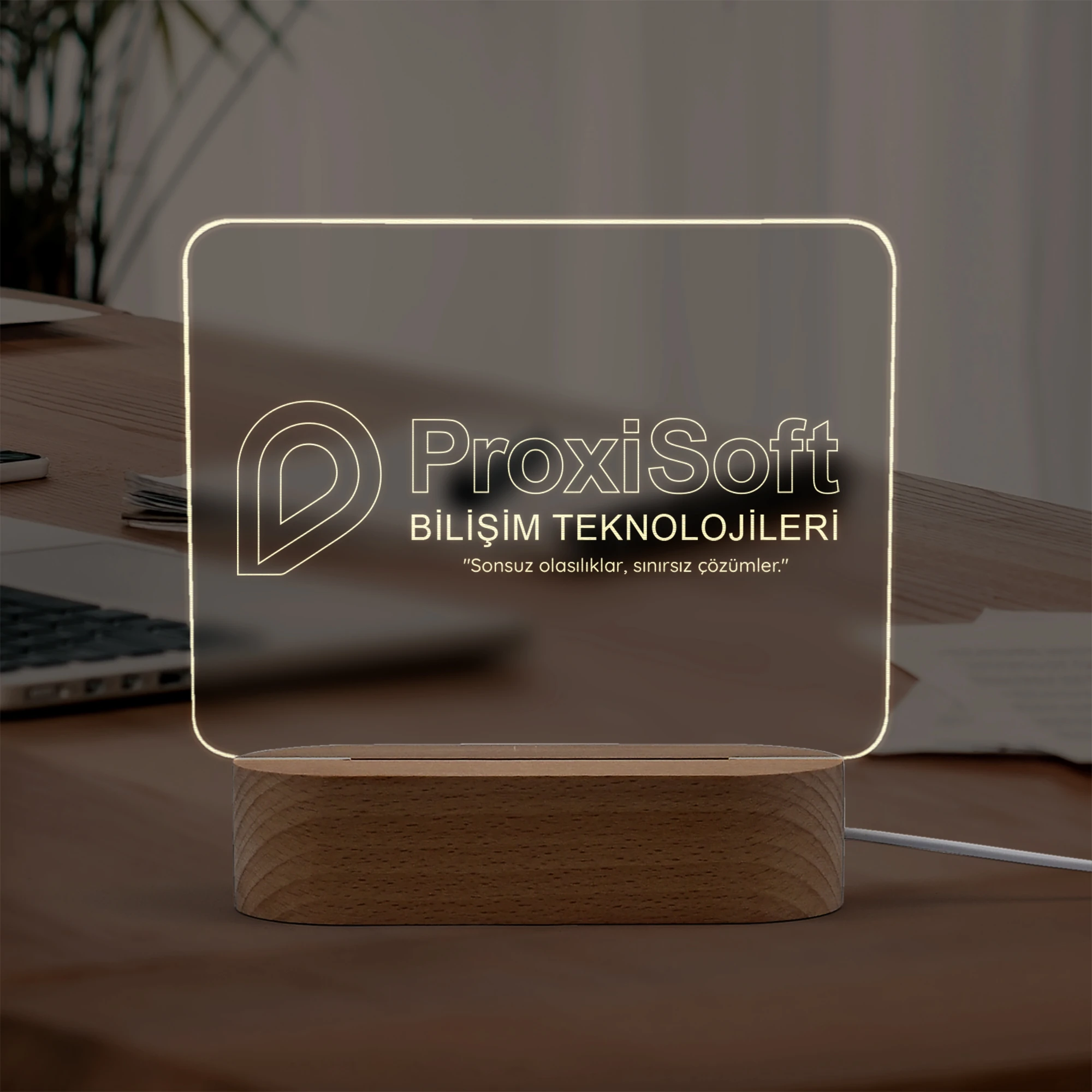 Şirket Logolu Led Masa Dekoru