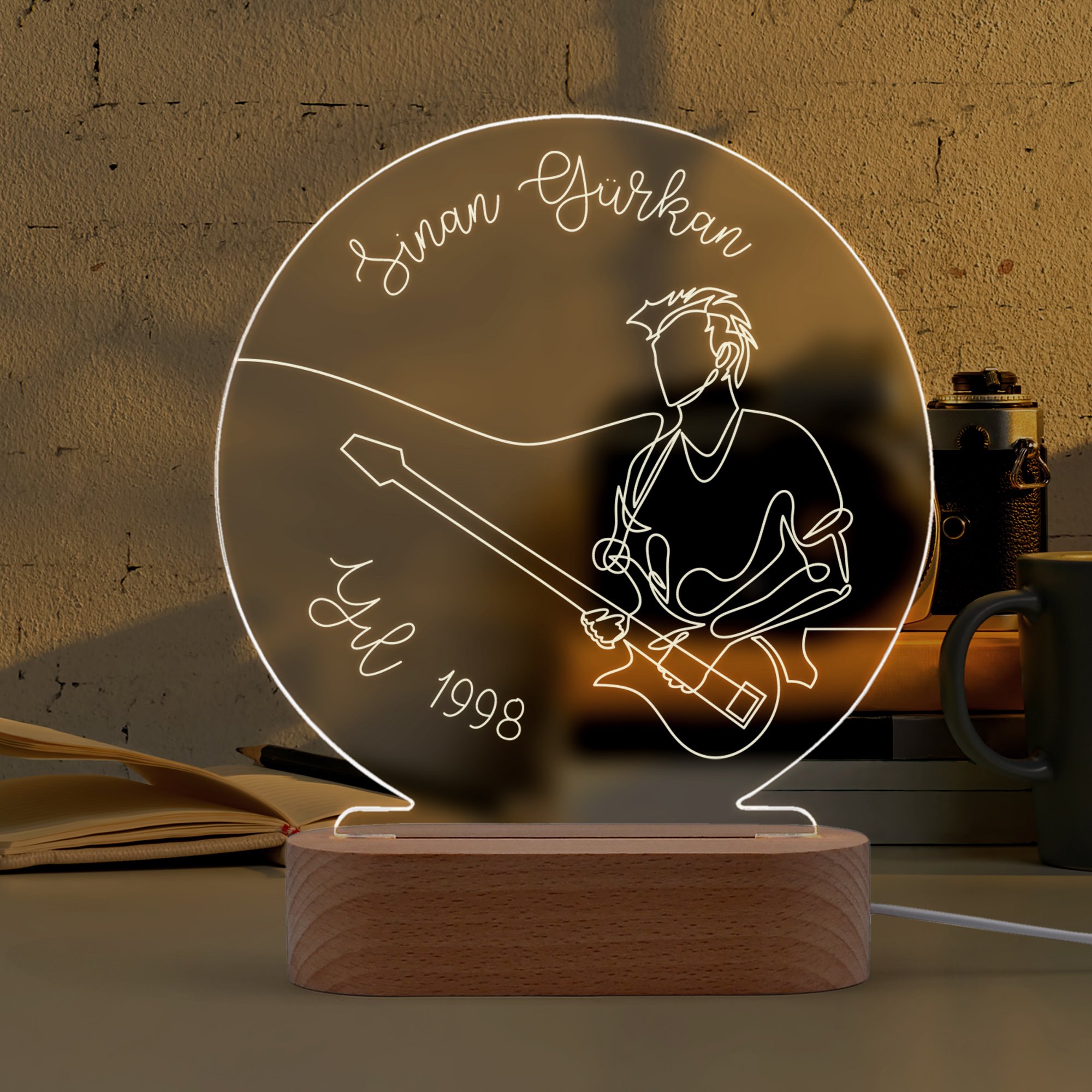 Gitarist için Kişiye Özel Ledli Gece Lambası