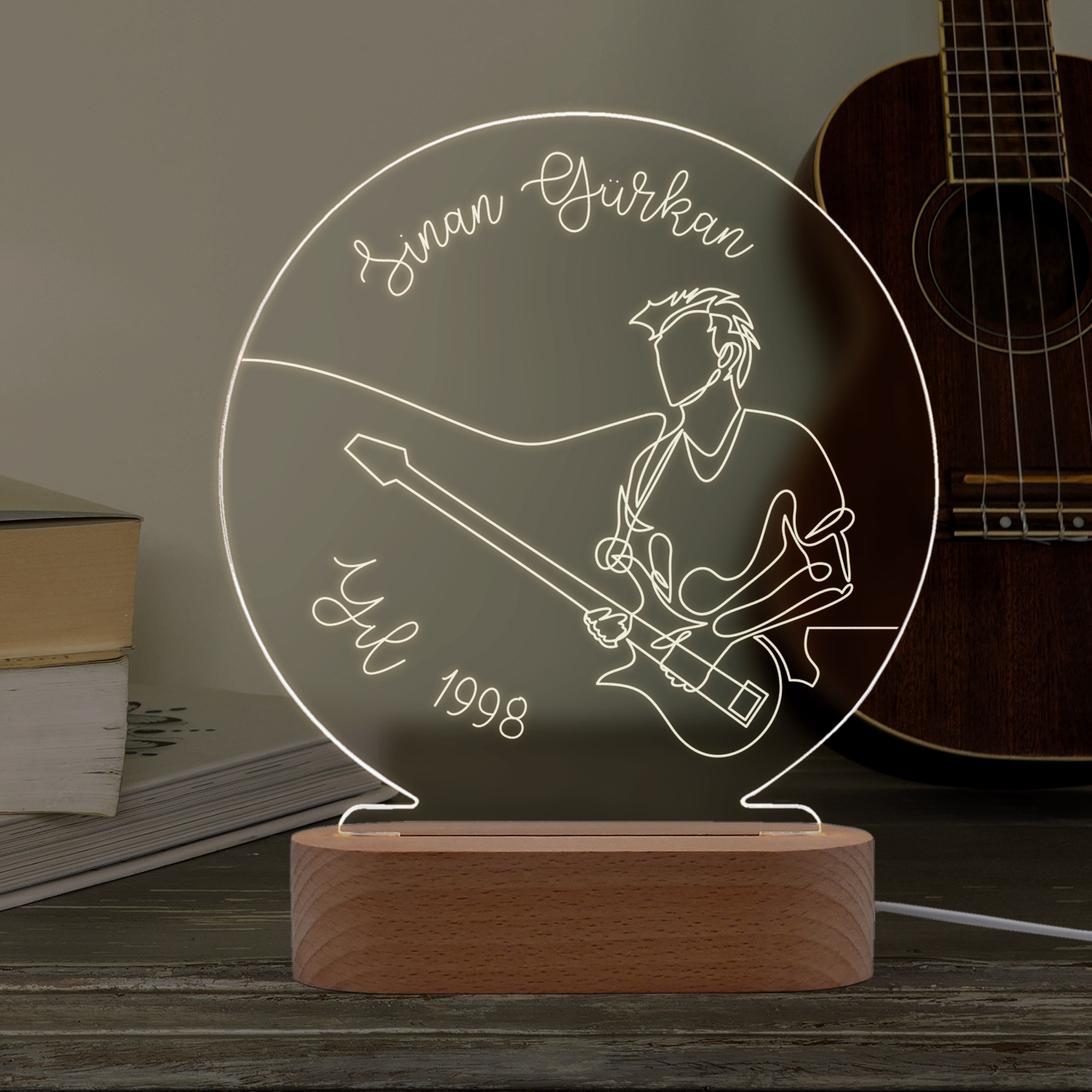 Gitarist için Kişiye Özel Ledli Gece Lambası