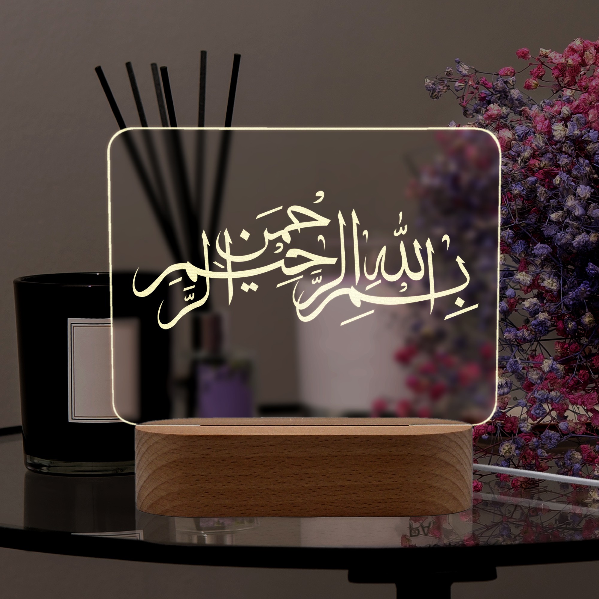 Bismillah Yazılı, Dini Motifli Led Gece Lambası