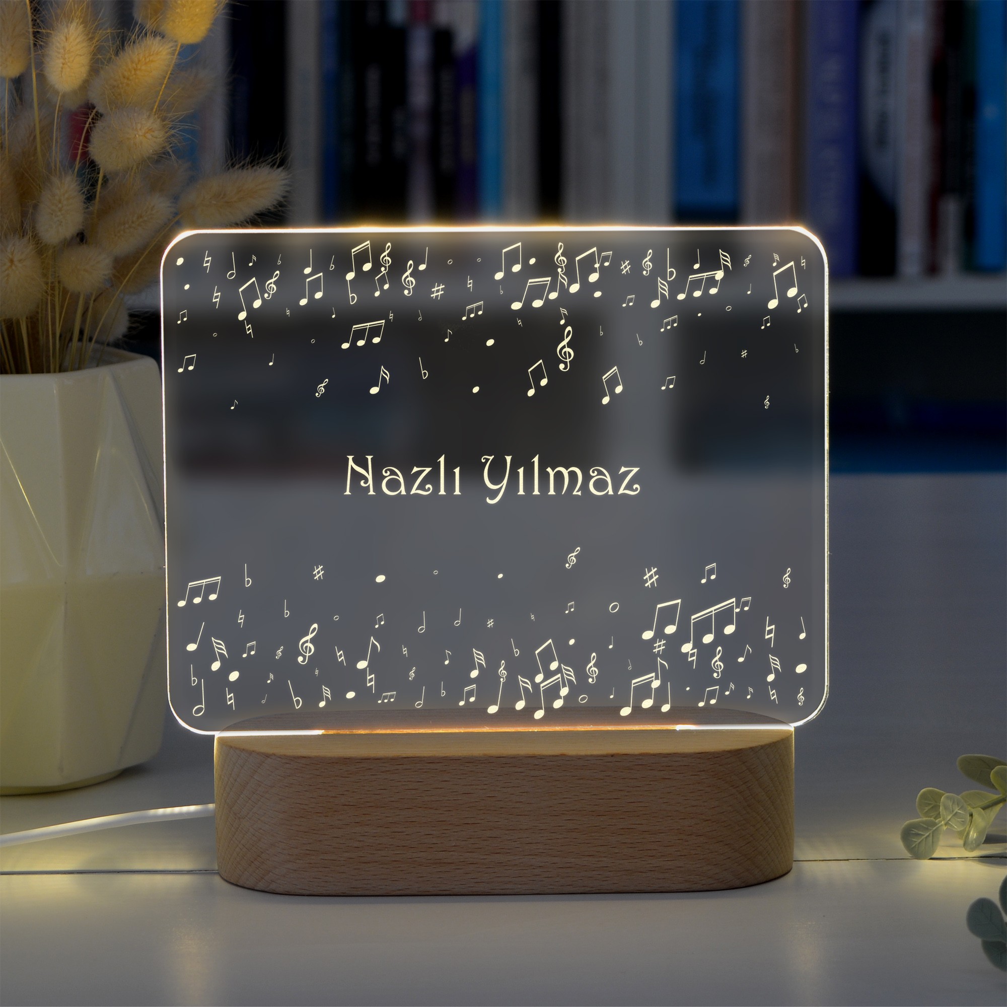 Müzisyenler için Dörtgen Model Kişiye Özel Led Gece Lambası