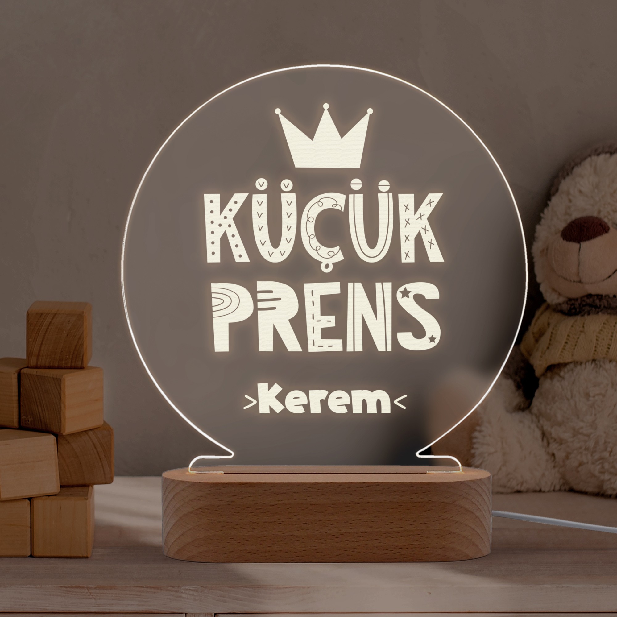 Küçük Prens Yazılı Kişiye Özel Led Gece Lambası