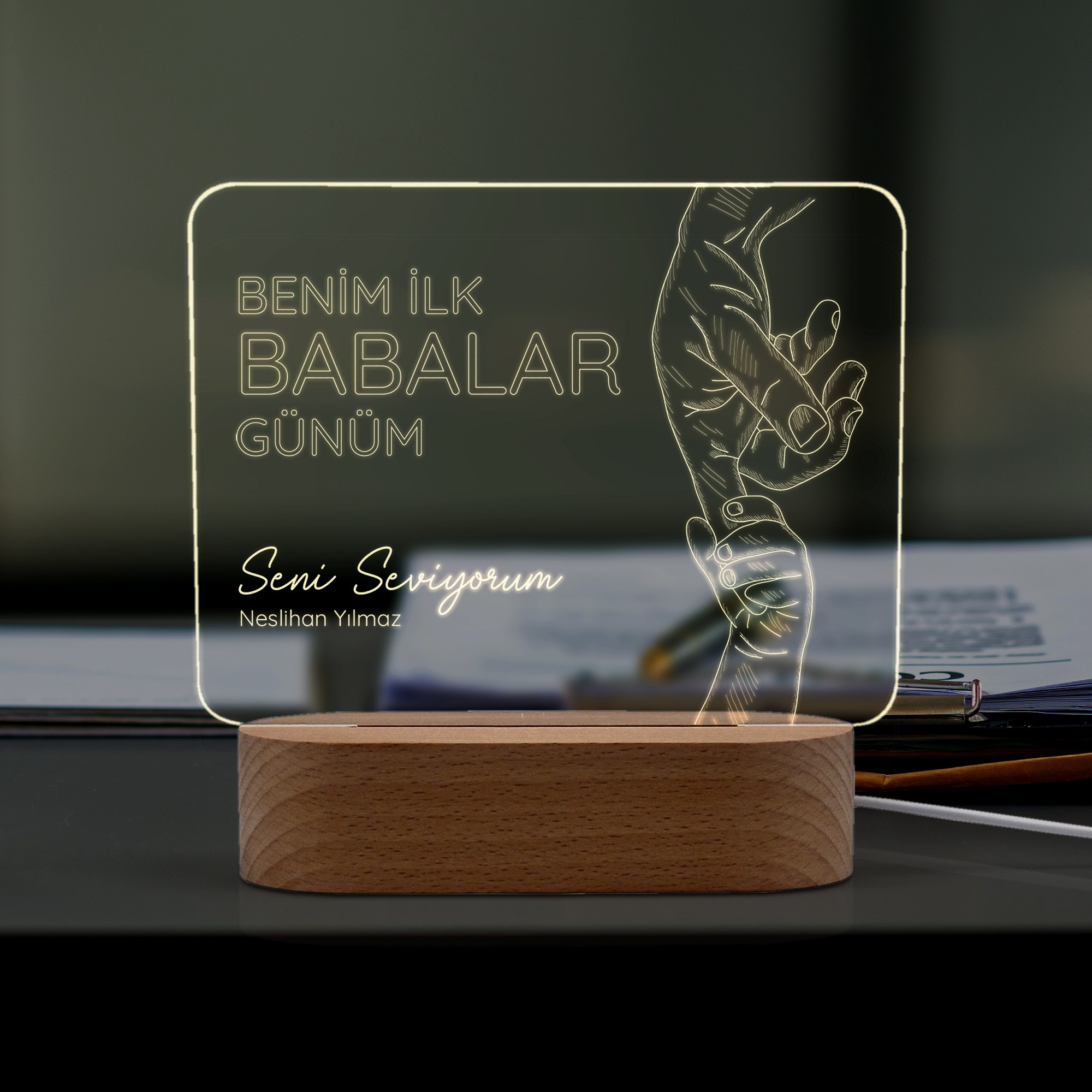 İlk Babalar Günü İçin Kişiye Özel Led Gece Lambası