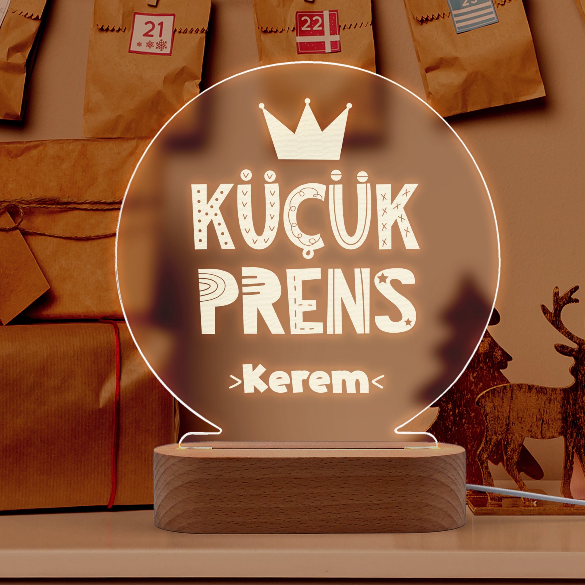 Küçük Prens Yazılı Kişiye Özel Led Gece Lambası