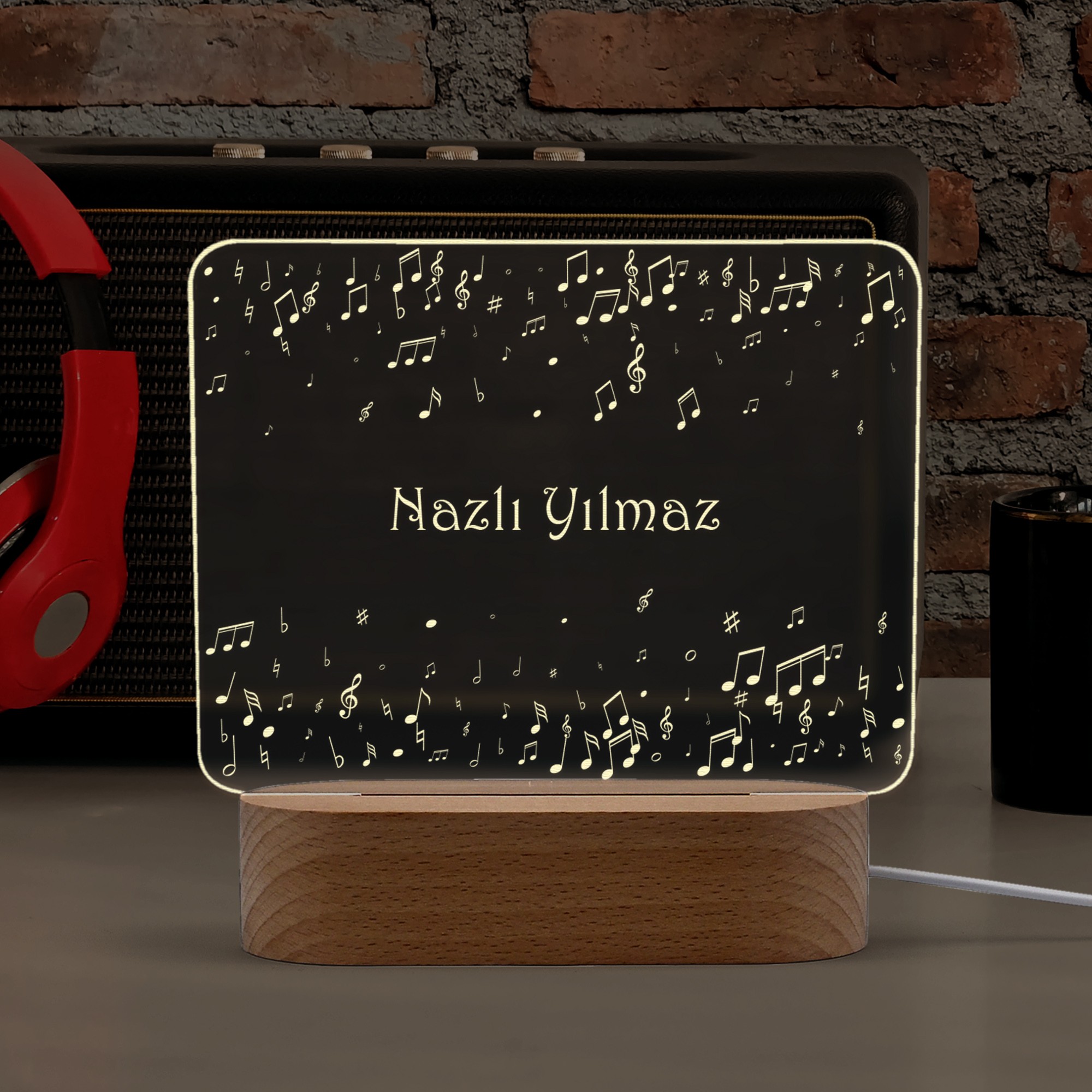 Müzisyenler için Dörtgen Model Kişiye Özel Led Gece Lambası