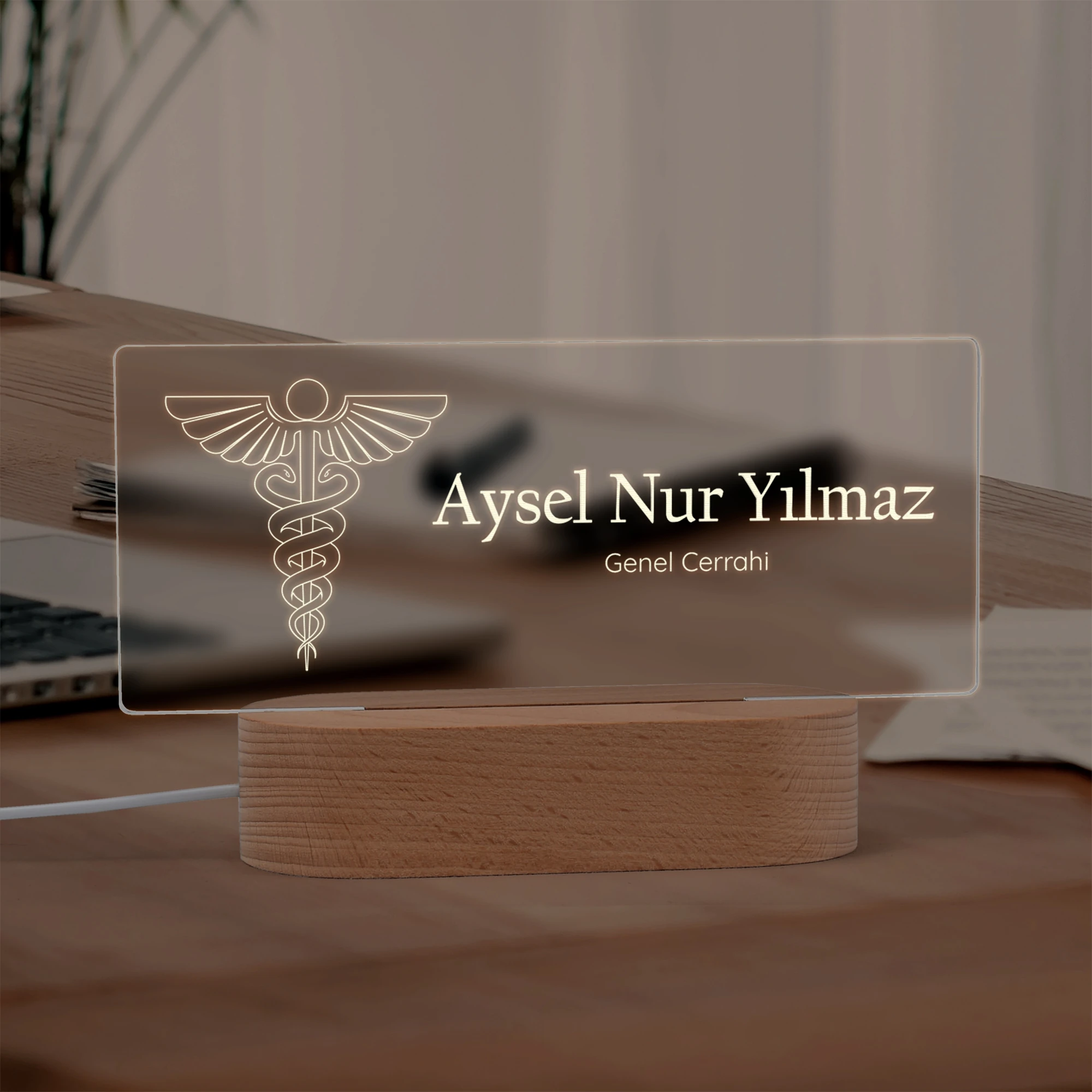 Doktorlar İçin Kişiye Özel Led Masa İsimliği 