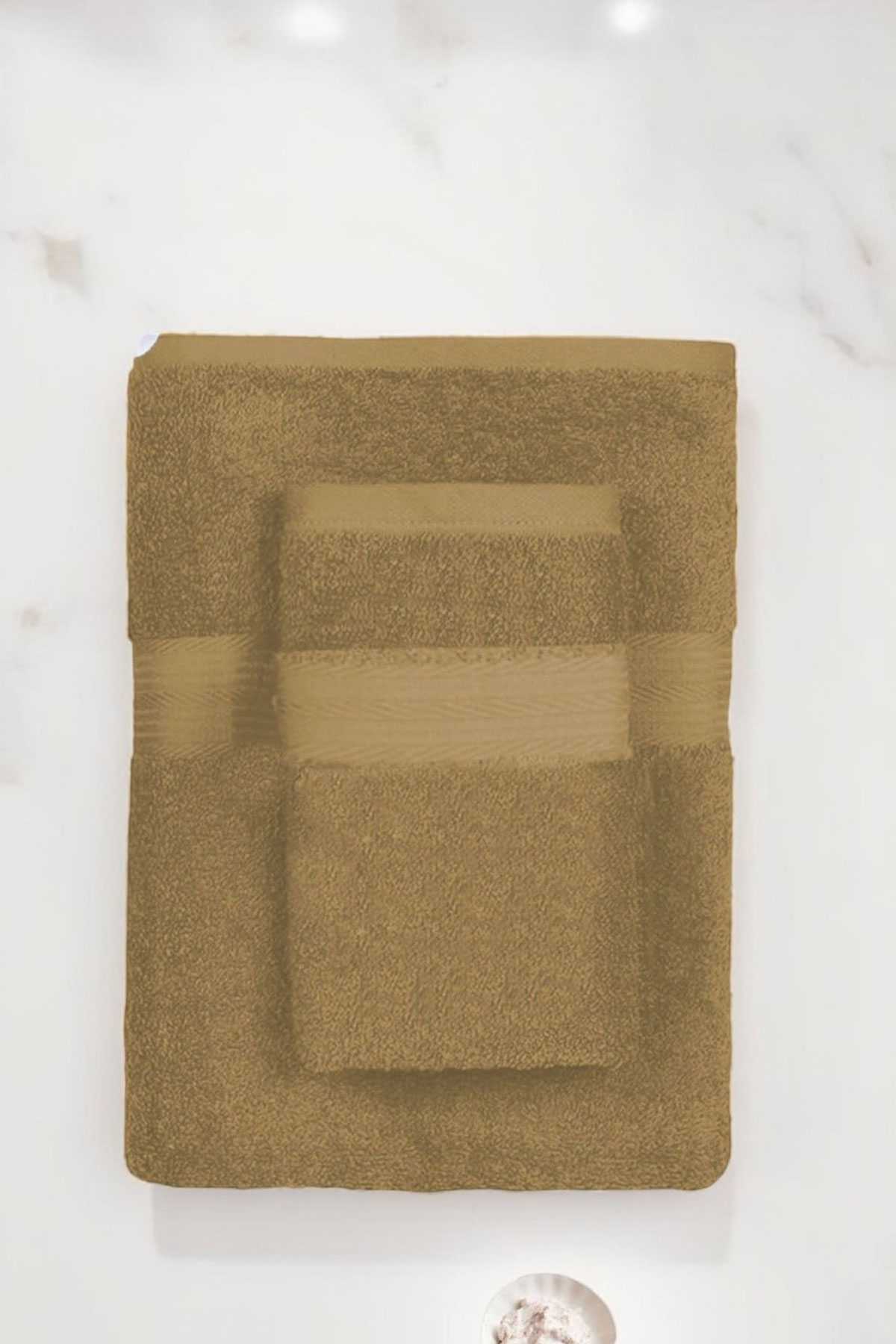 2 Parça Battal Lüks Premium Banyo Spa Havlu Takımı 90x170 Cm Kahve