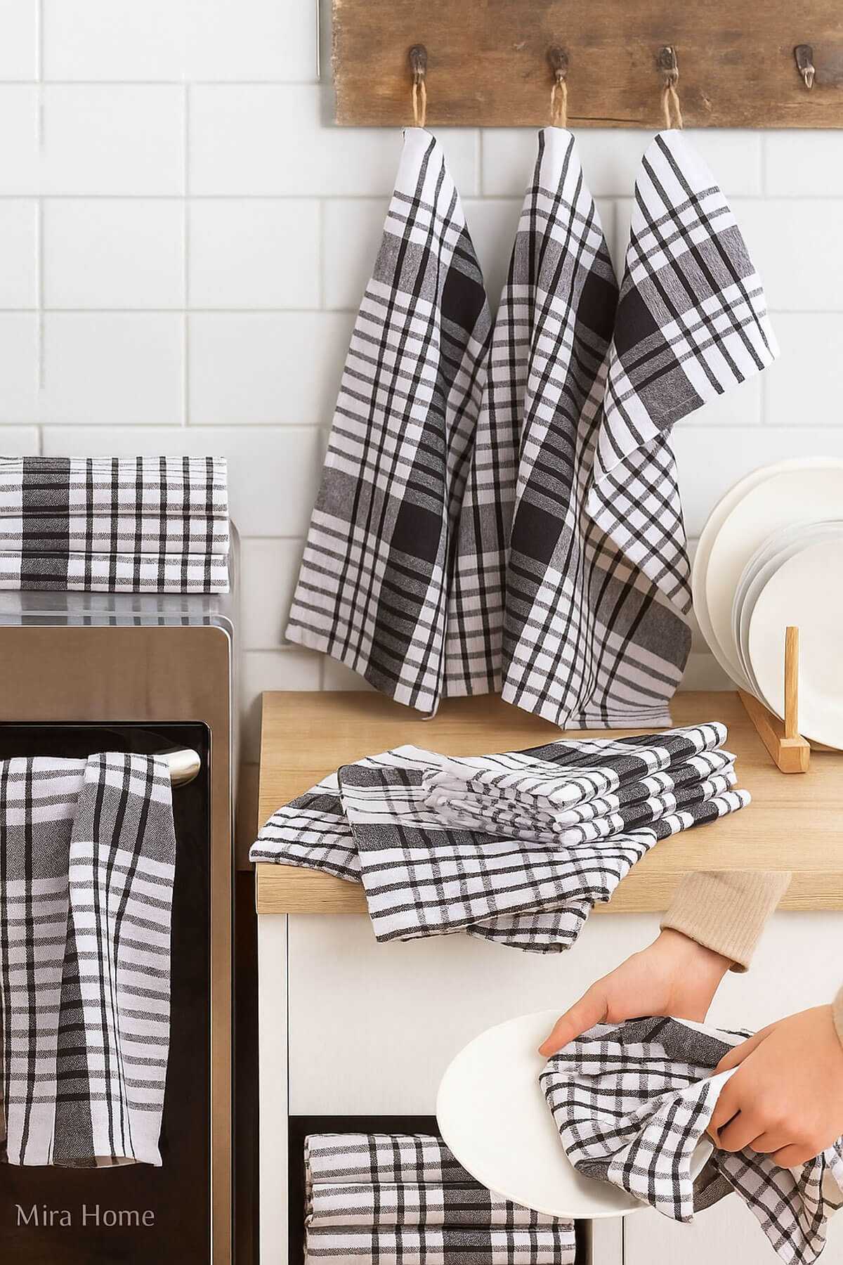 10 lu Lüks Bulaşık Kurulama Bezi ve Mutfak Peçetesi 50x70 Cm Daily Siyah