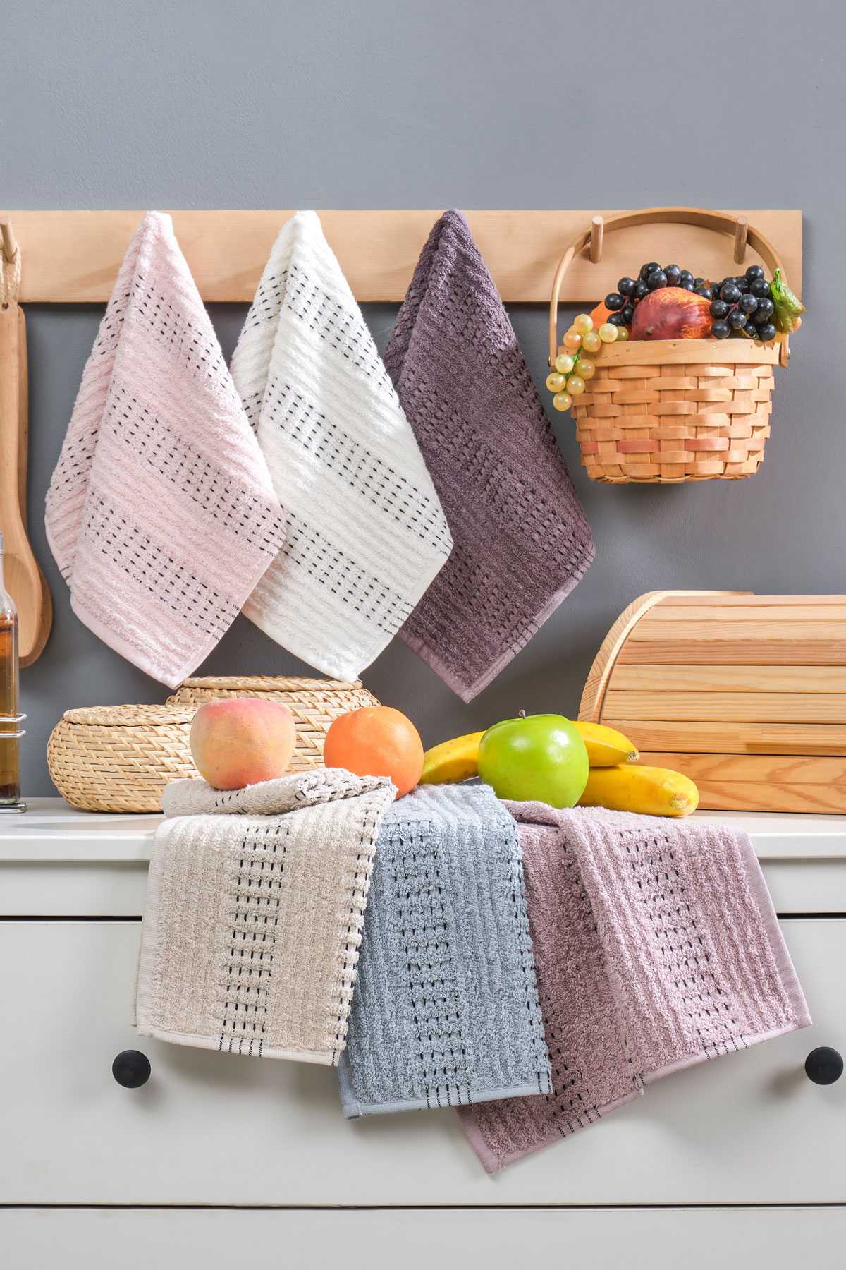 6’lı Soft Touch Mutfak Pamuklu Havlu Seti 30x50 cm
