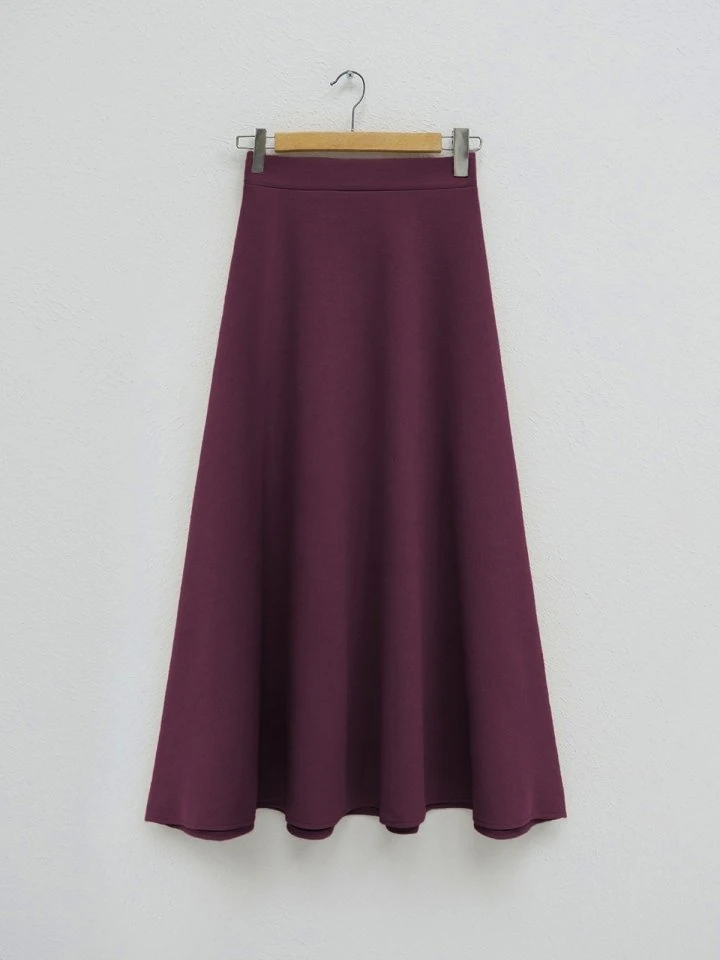 İthal Likralı Krep Kumaş Kiloş Çan Etek   -Bordo