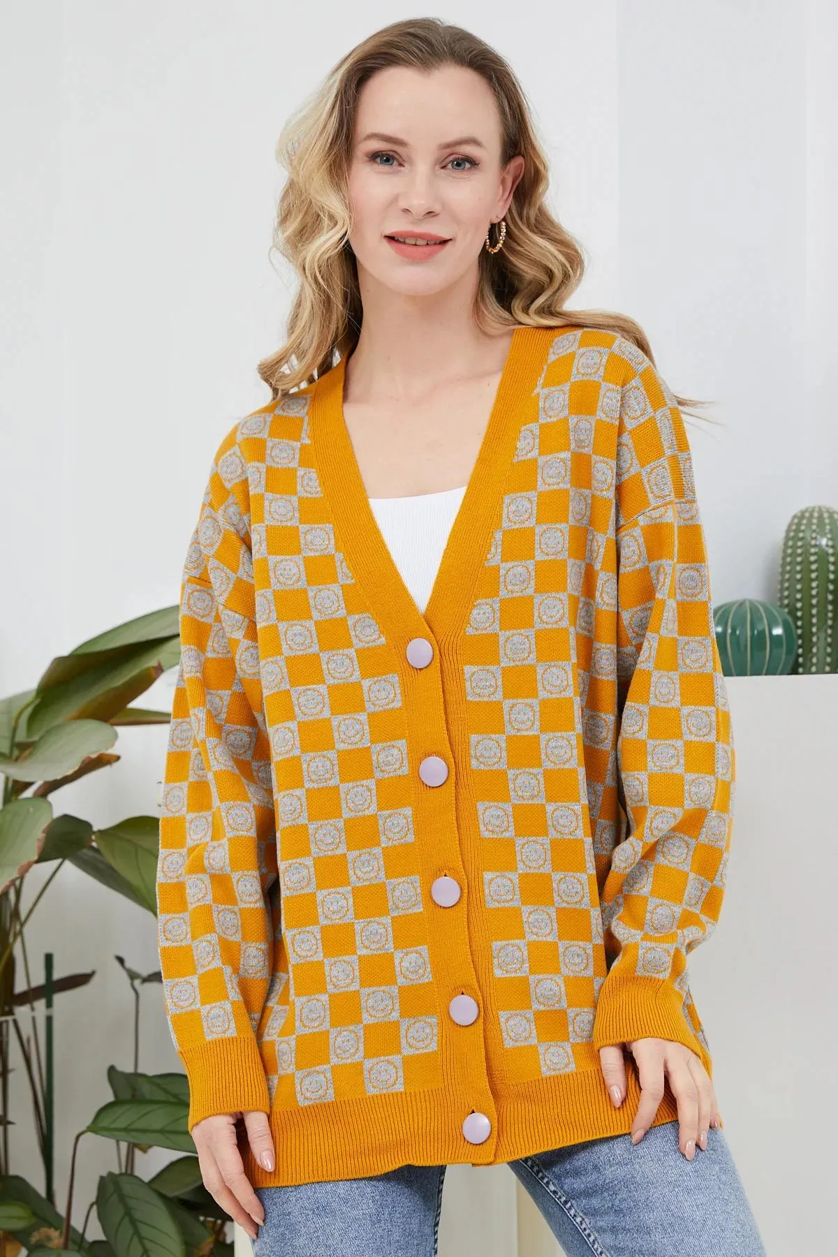Oversize Desenli Hırka - HARDAL