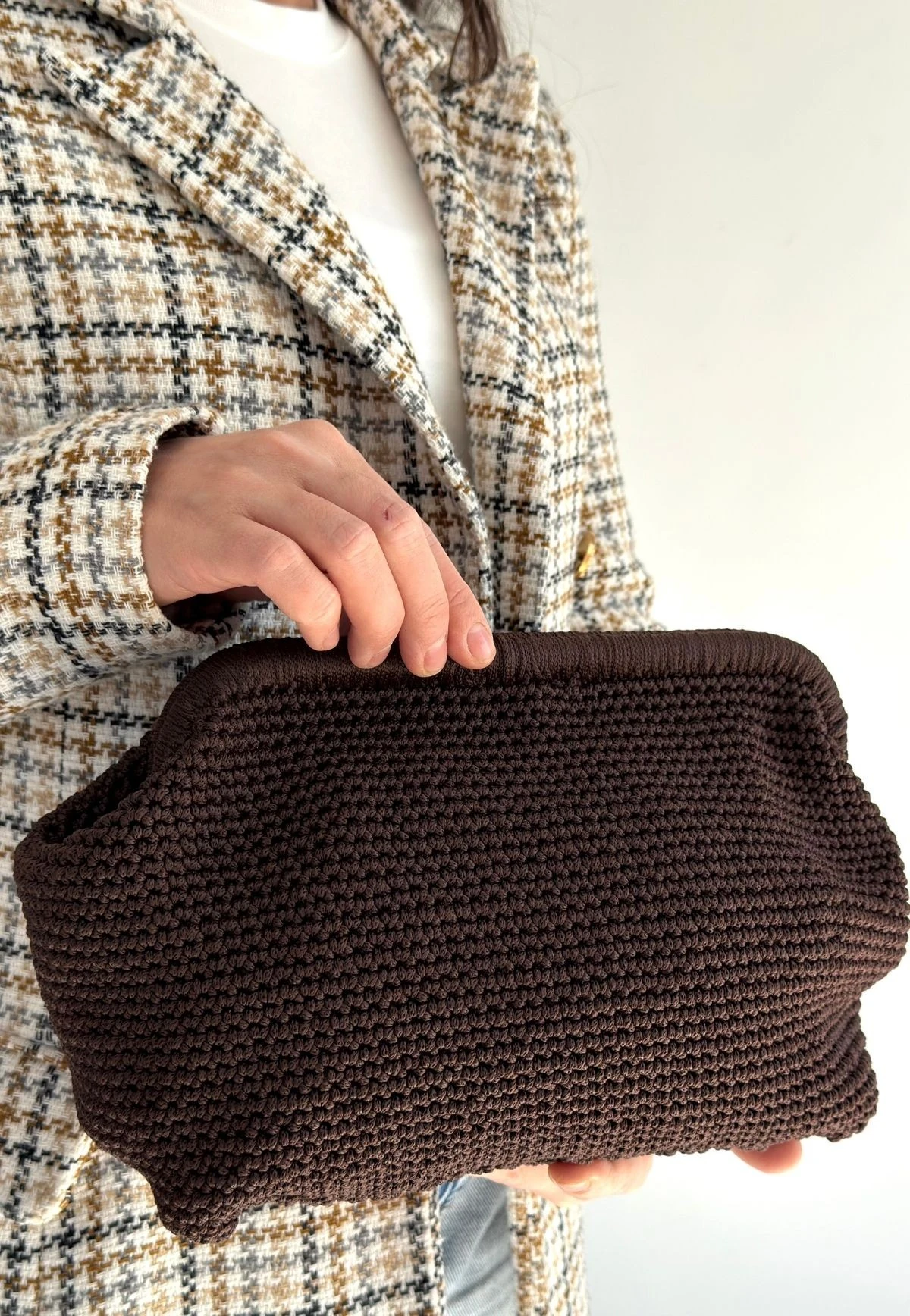 Froy Acı Kahve Örgü Çanta