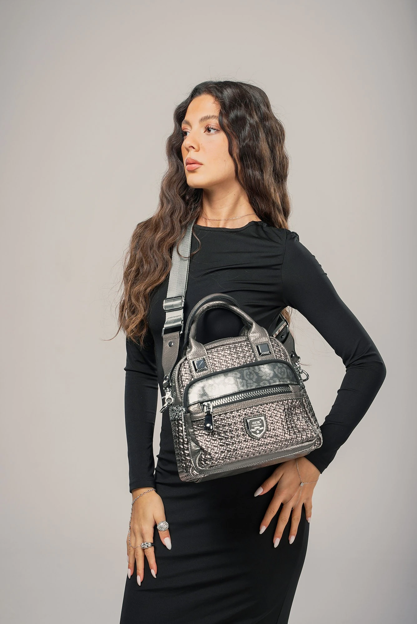 Karen Gri Cilt Omuz Çantası