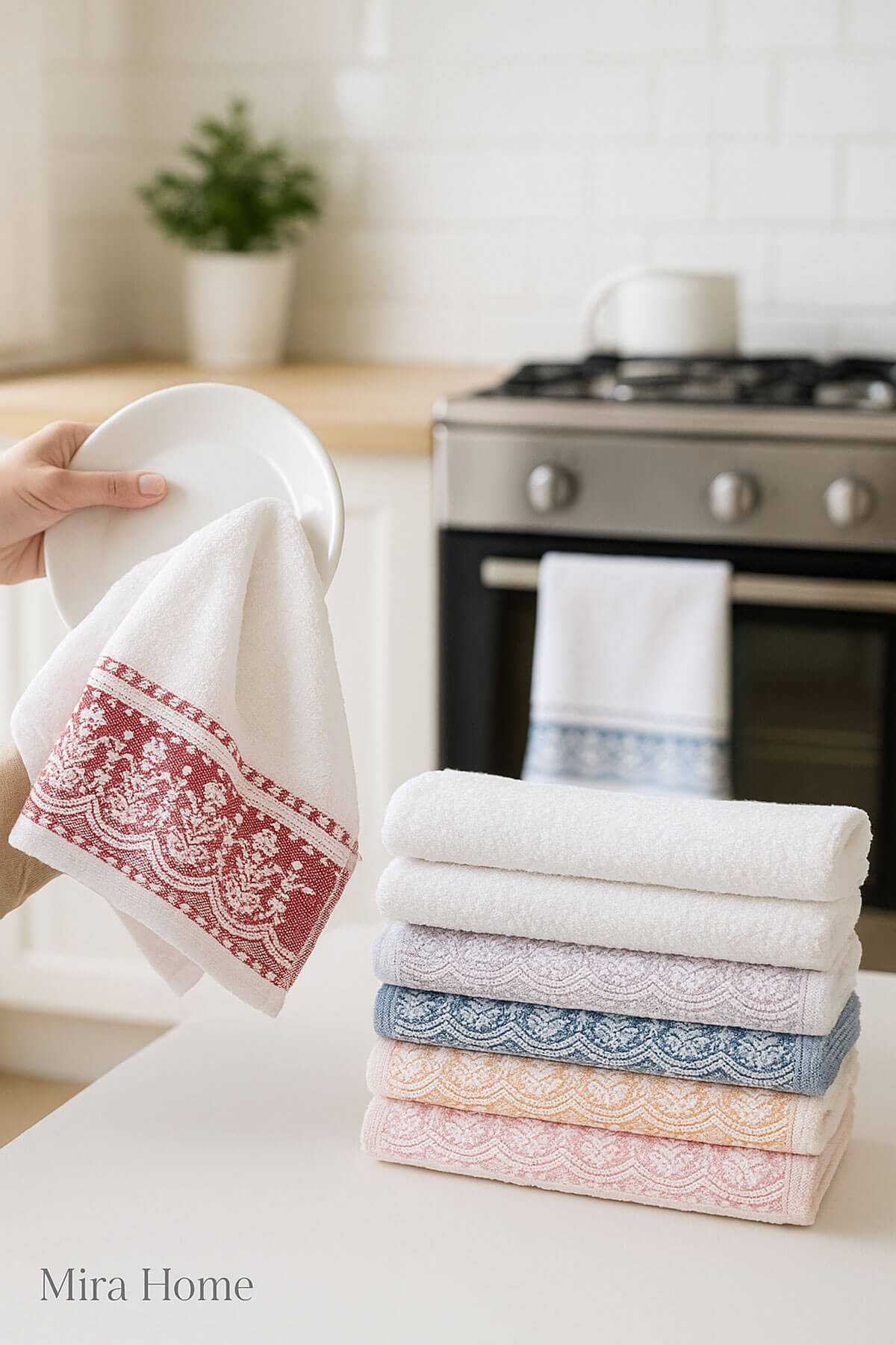 6 lı &amp;#37;100 Pamuklu Mutfak Havlusu Seti 30x50 Cm  Zarafet