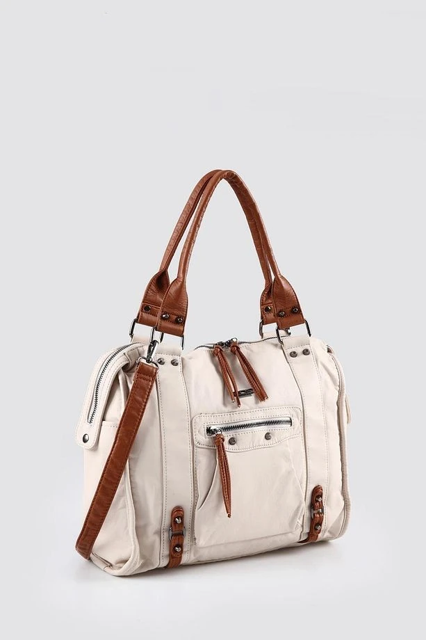 Abga Bej Cilt Omuz Çantası