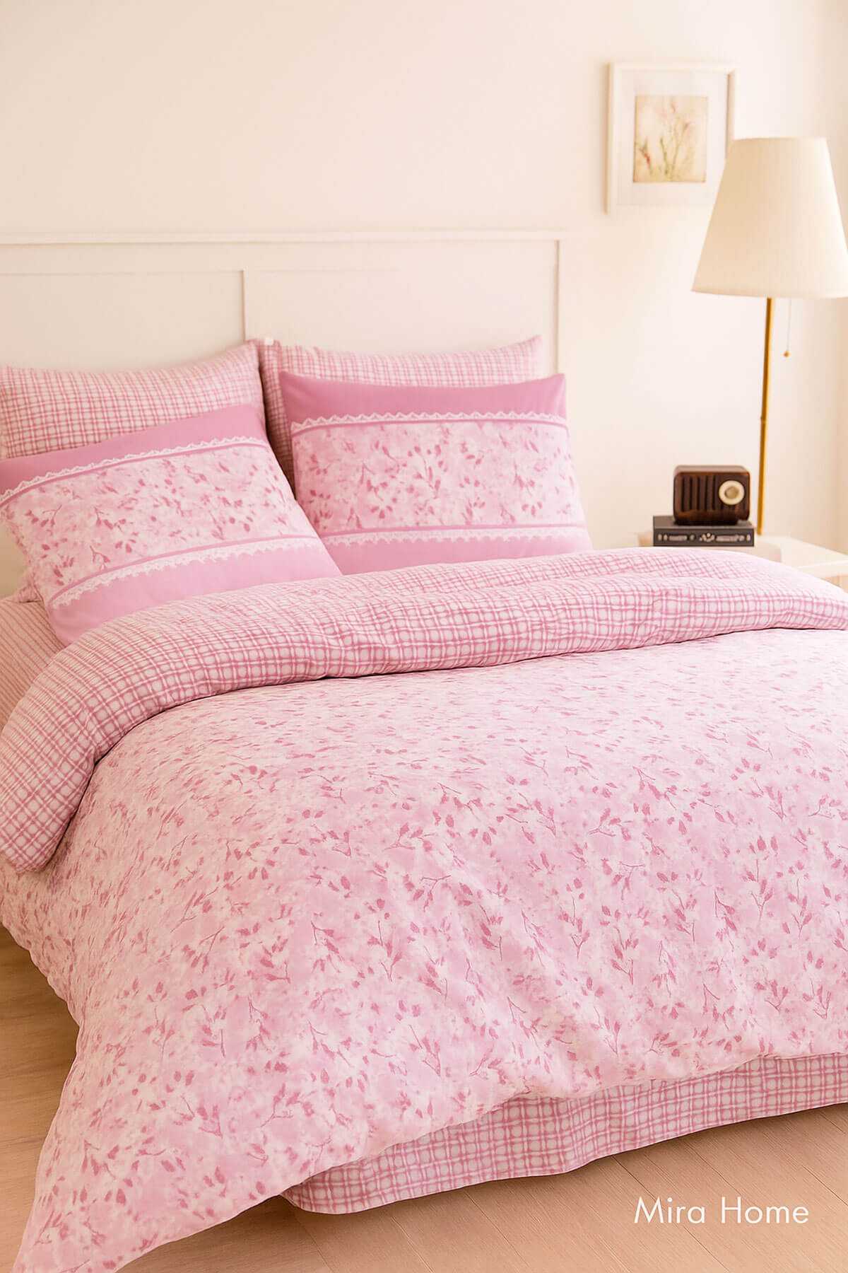 Çift Kişilik Pamuklu Nevresim Takımı Romantic Pink Çiçekli