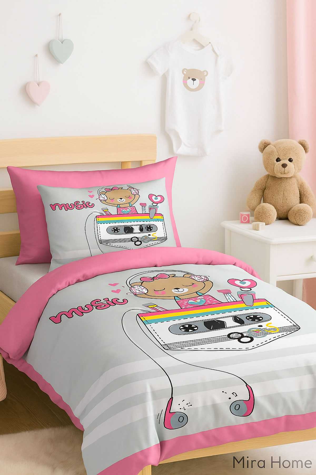 Dijital Baskılı 3d Pamuklu Yenidoğan Bebek Nevresim Takımı Enjoy Music