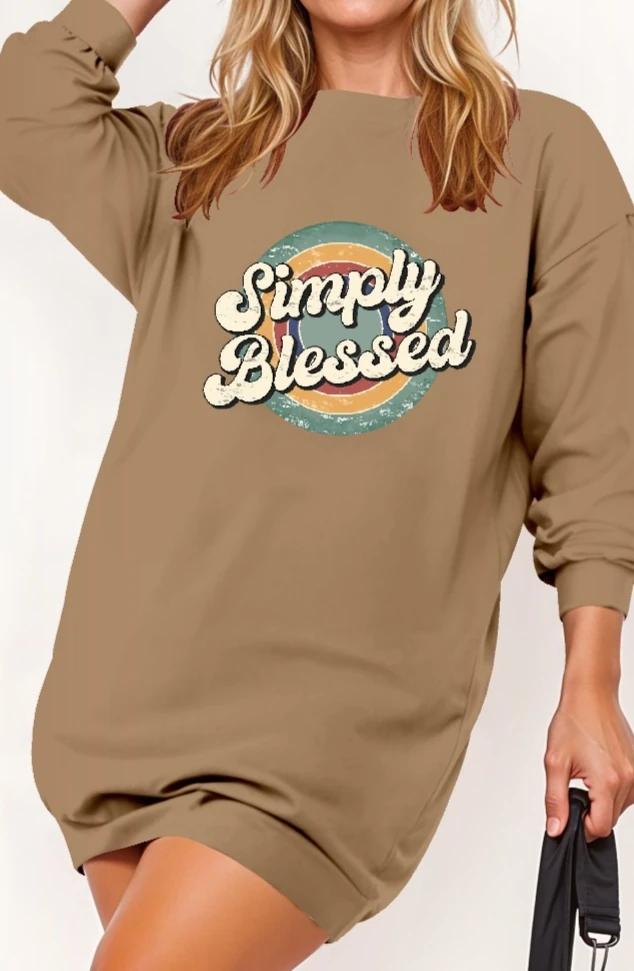 Kadın Uzun Kollu Bisiklet Yaka Yazılı Viskon Iki Iplik Elbise