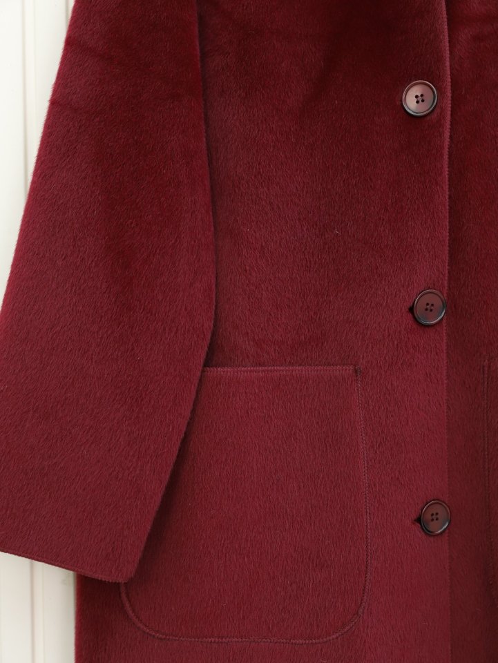 Boydan Düğmeli Cepli Kaban  -Bordo