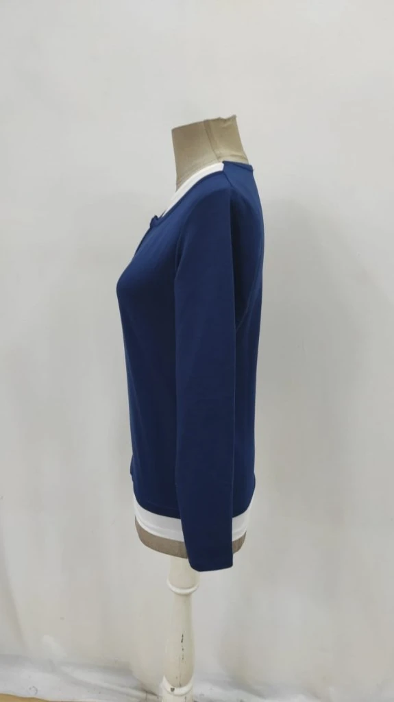 Kadın Uzun Kollu V Yakalı çift Renkli Viskon Iki Iplik Bluz