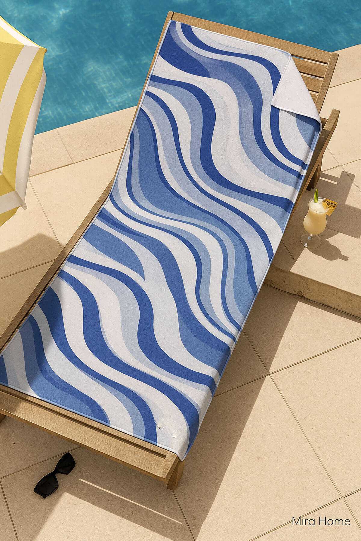 Unisex Desenli Baskılı Deniz Plaj Havlusu Dalga Desen 70x140 Cm