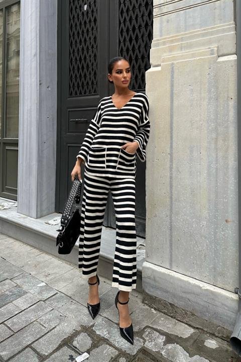 Candy Çizgili Straight Fit Pantolon Takım 9705-015