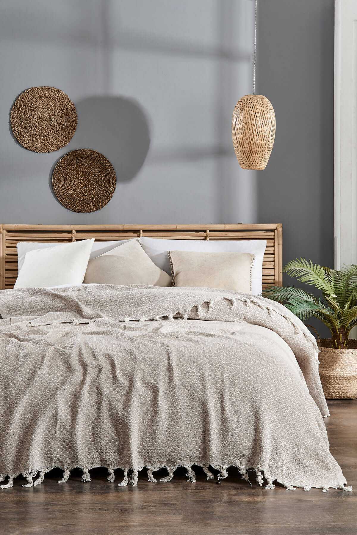 Çift Kişilik Yatak Pikesi Deniz Bej 200 x 230 Cm