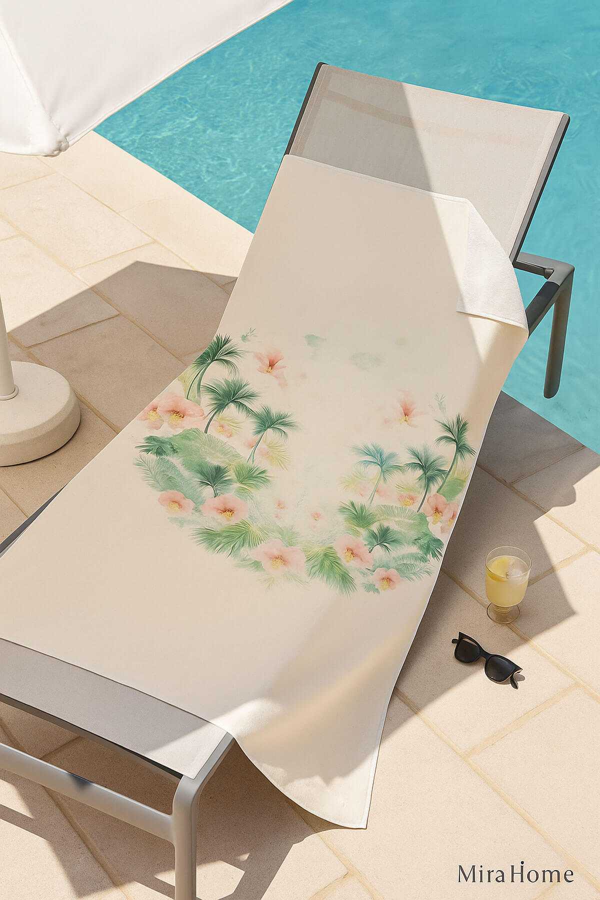 Unisex Desenli Baskılı Deniz Plaj Havlusu Palmiye 70x140 Cm